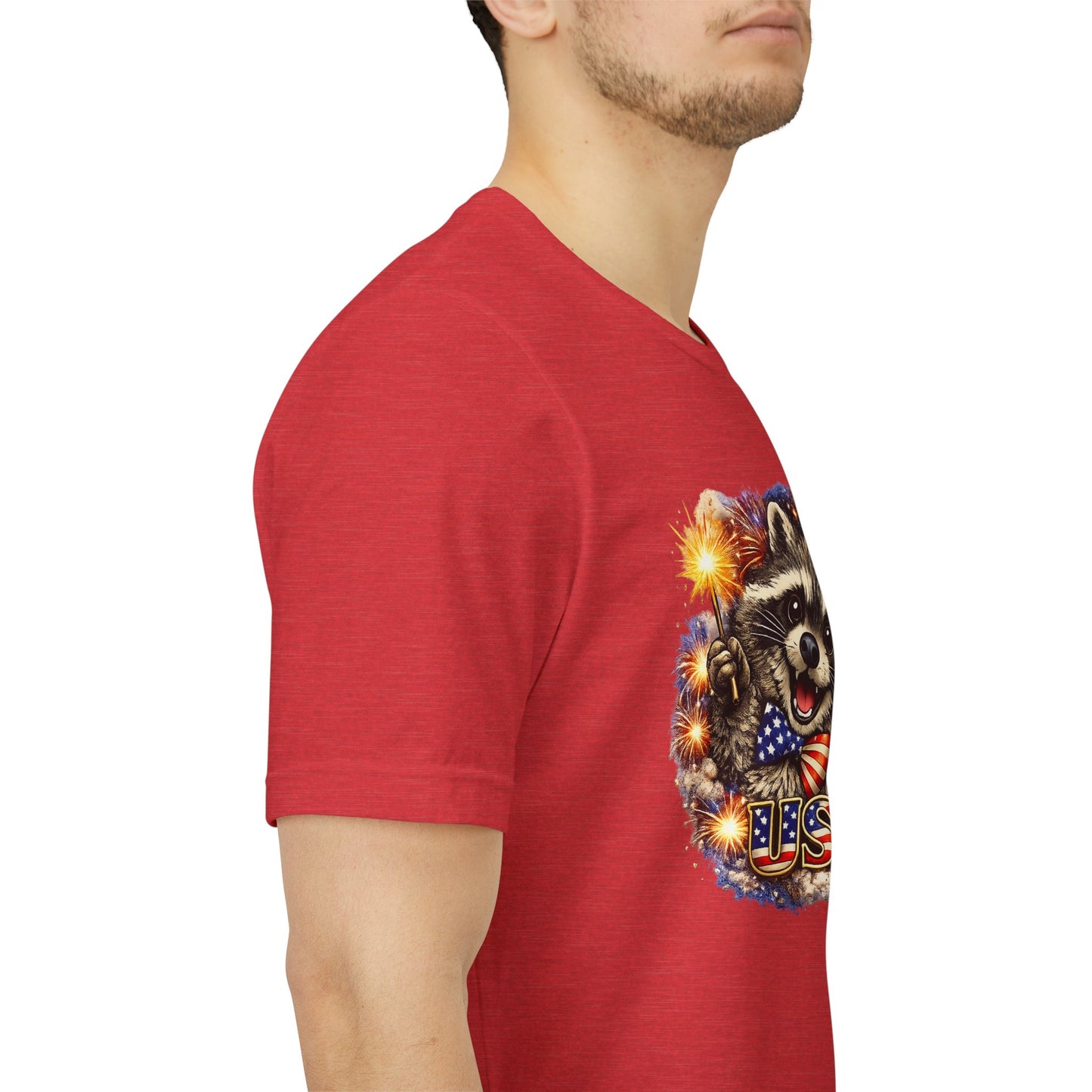 Patriot Raccoon 250th Anniversary T-Shirt — 4th of July Fireworks Flag Tee