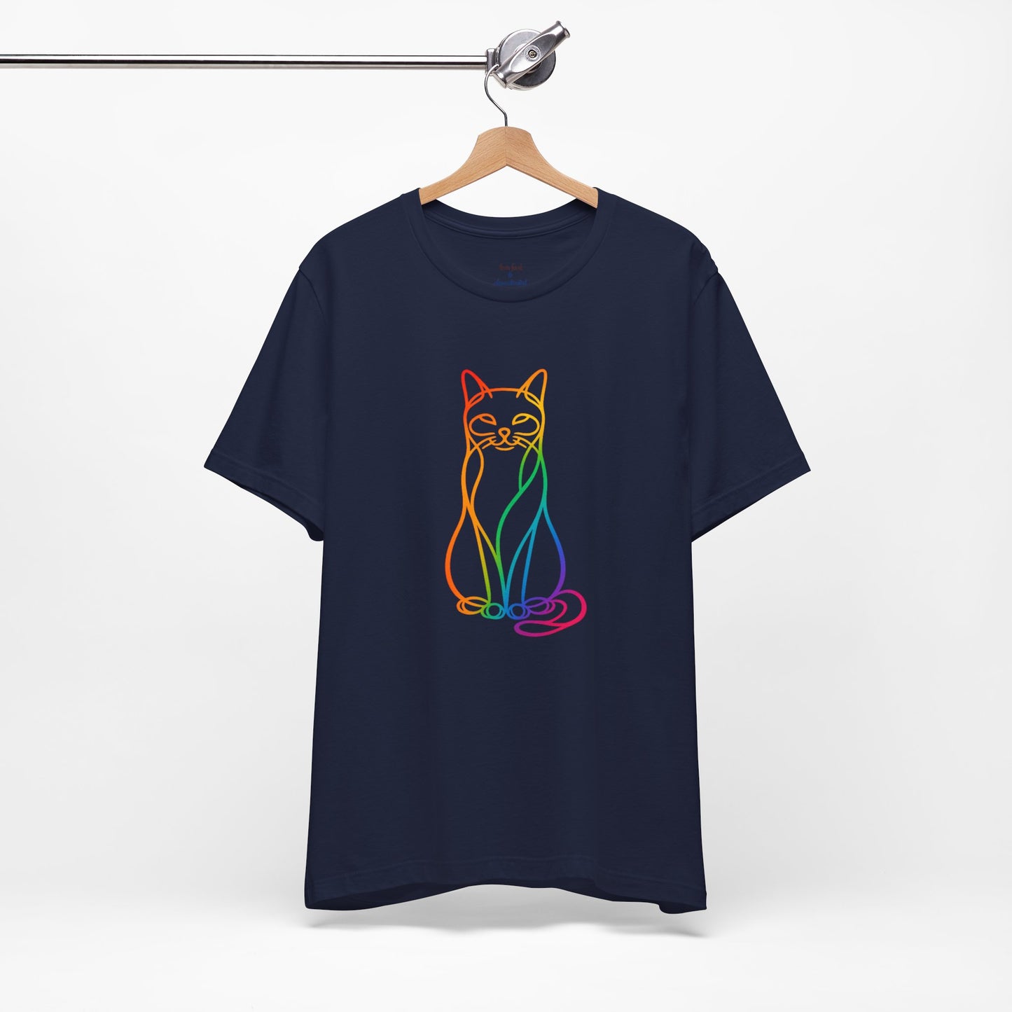 Colorful Line-Work Sitting Cat T-Shirt