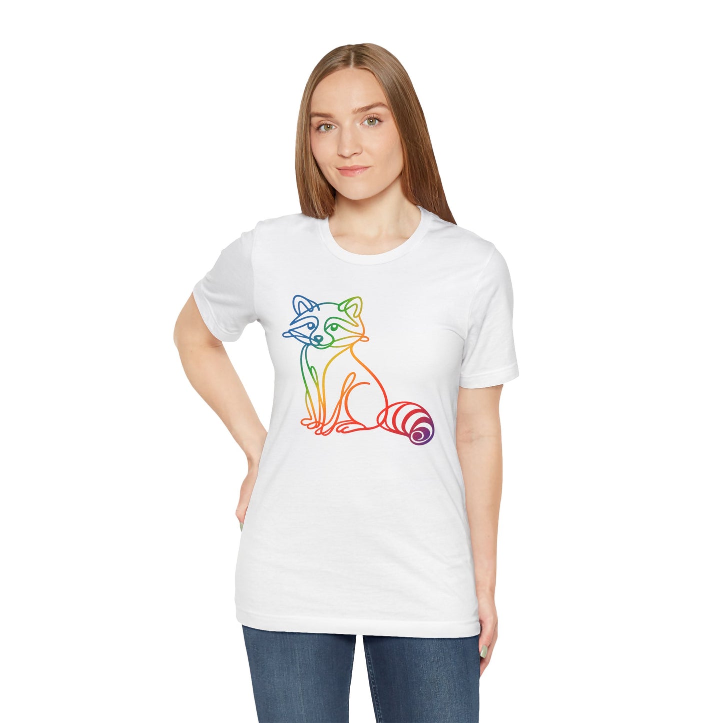 Raccoon Tee — Minimal Line Raccoon Scenic Graphic T-Shirt