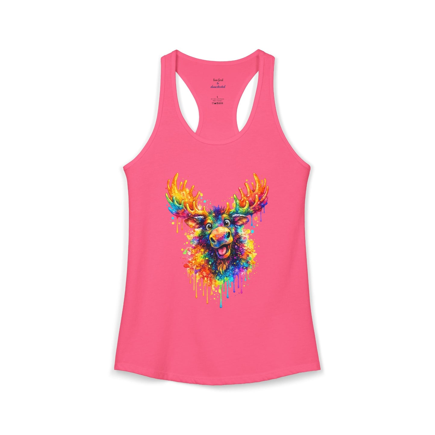 Watercolor Wildlife Moose Racerback Tank