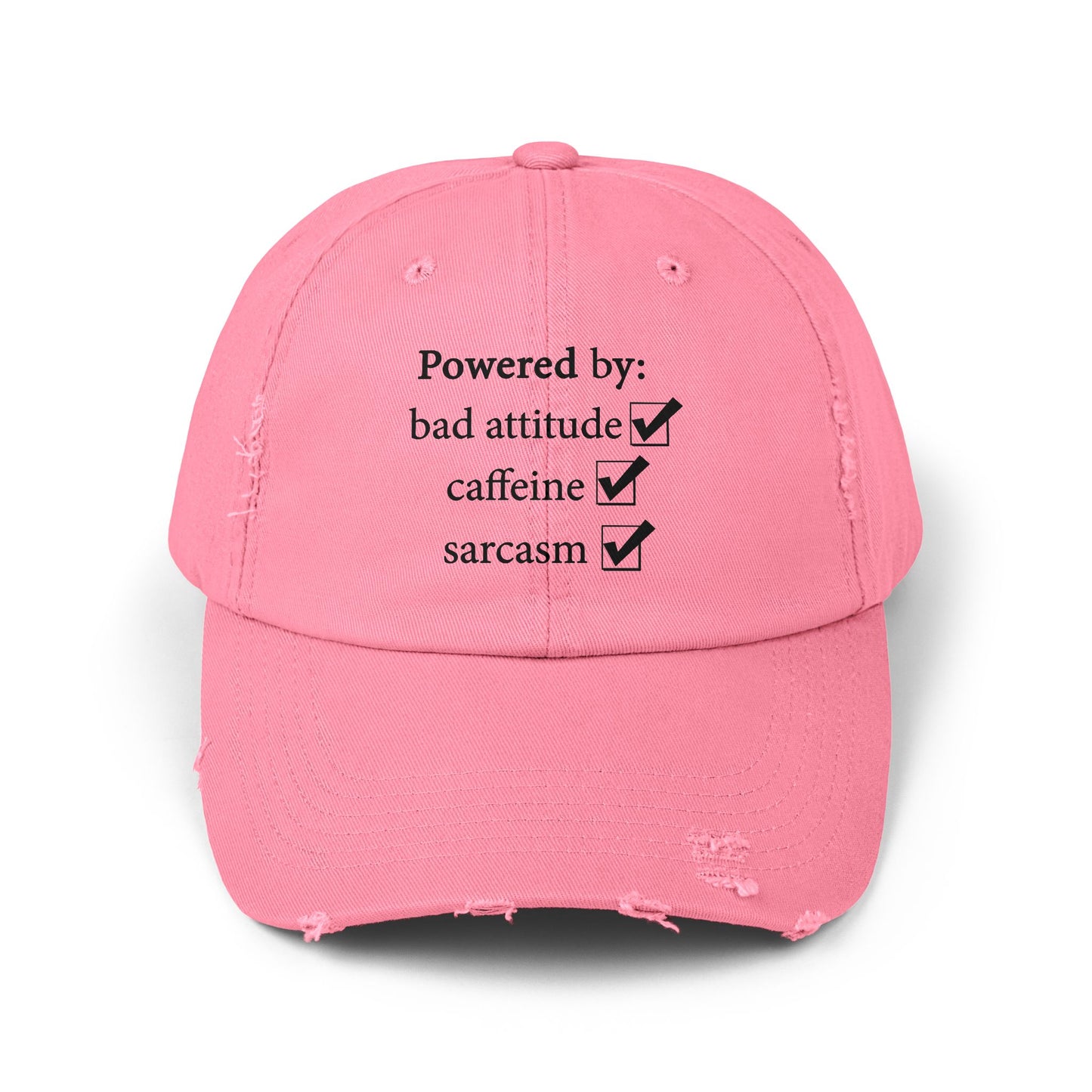 "Powered By" Distressed Cap —  Funny Truth Hat