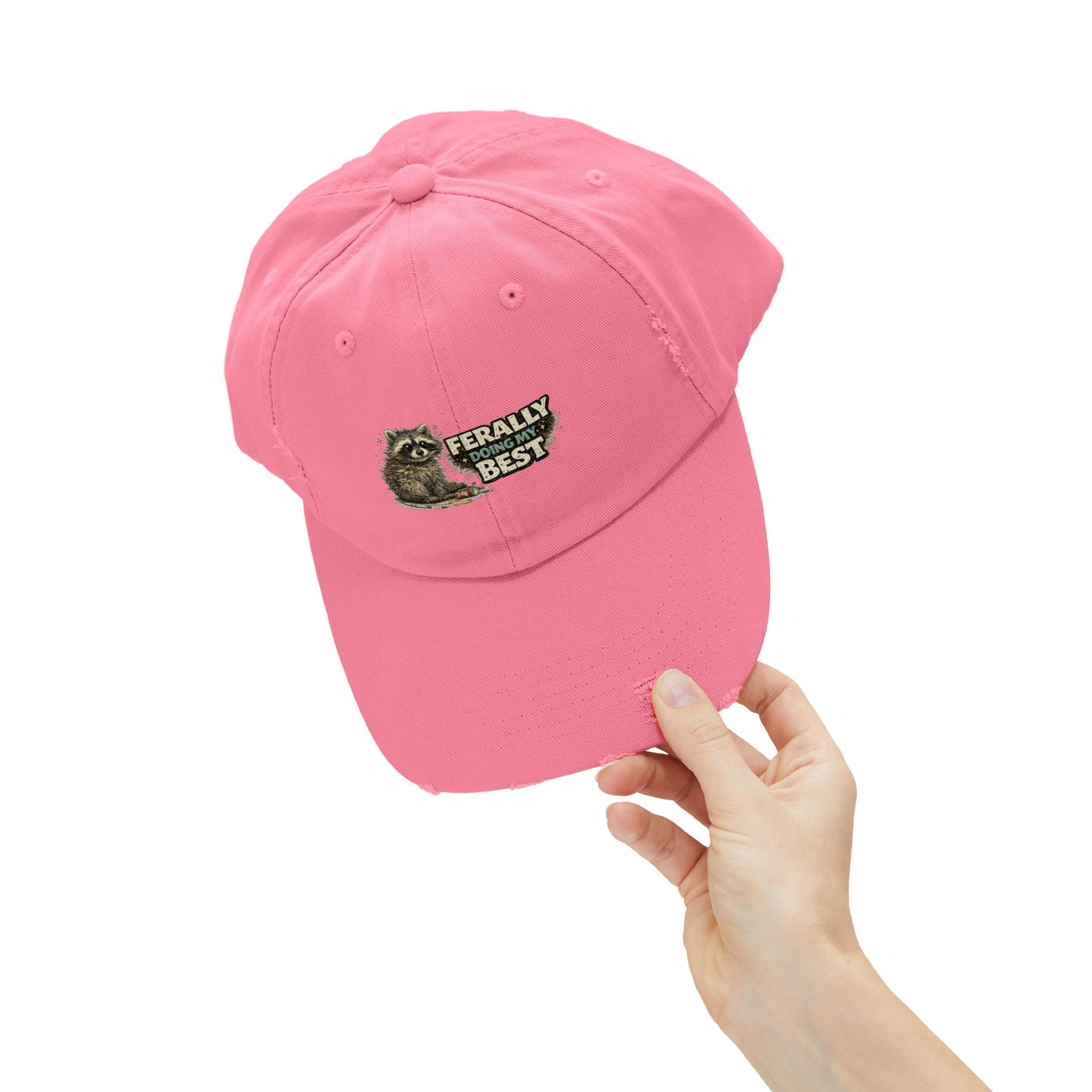 Ferally Distressed Cap — Raccoon Mom/Dad Funny Dad Hat
