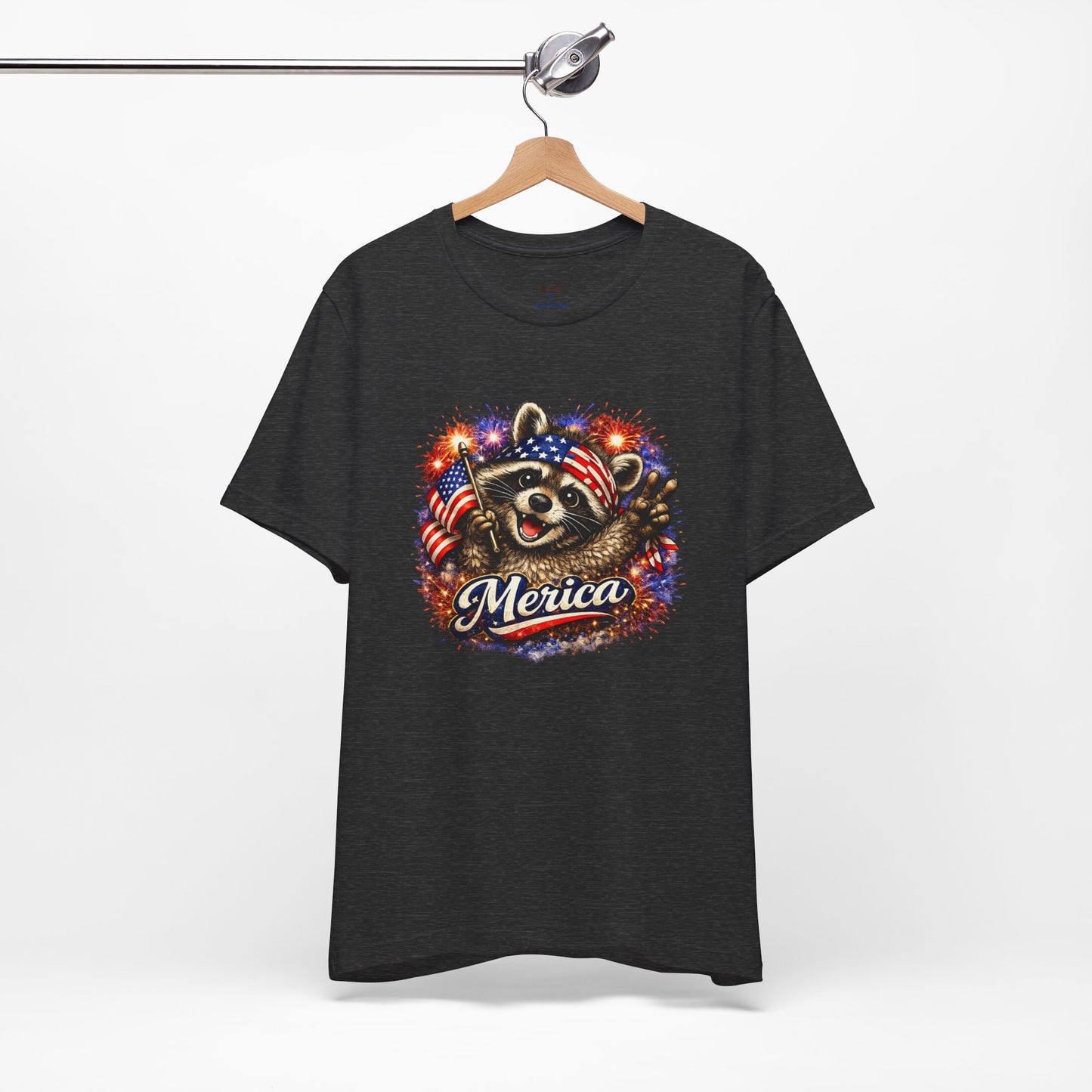 Patriot Raccoon 250th Anniversary T-Shirt — 4th of July Fireworks Flag Tee