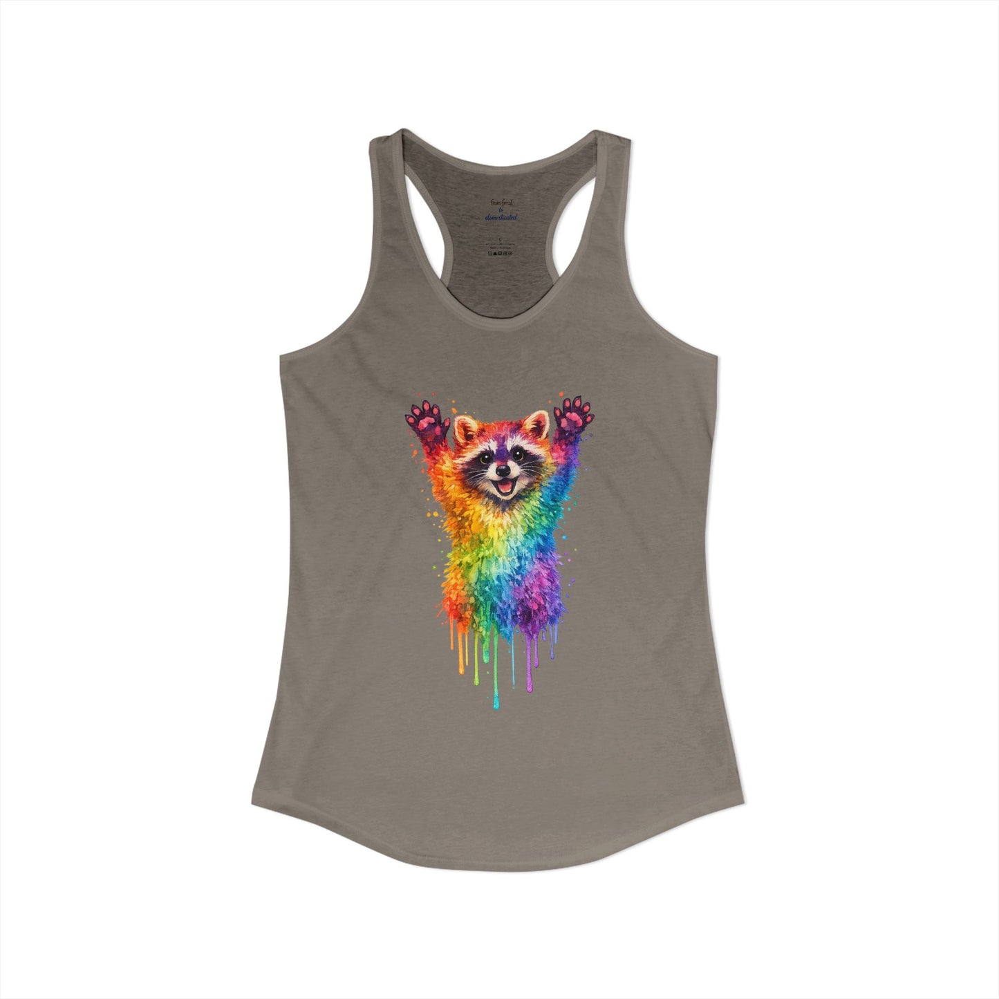 Watercolor Wildlife Raccoon Racerback Tank
