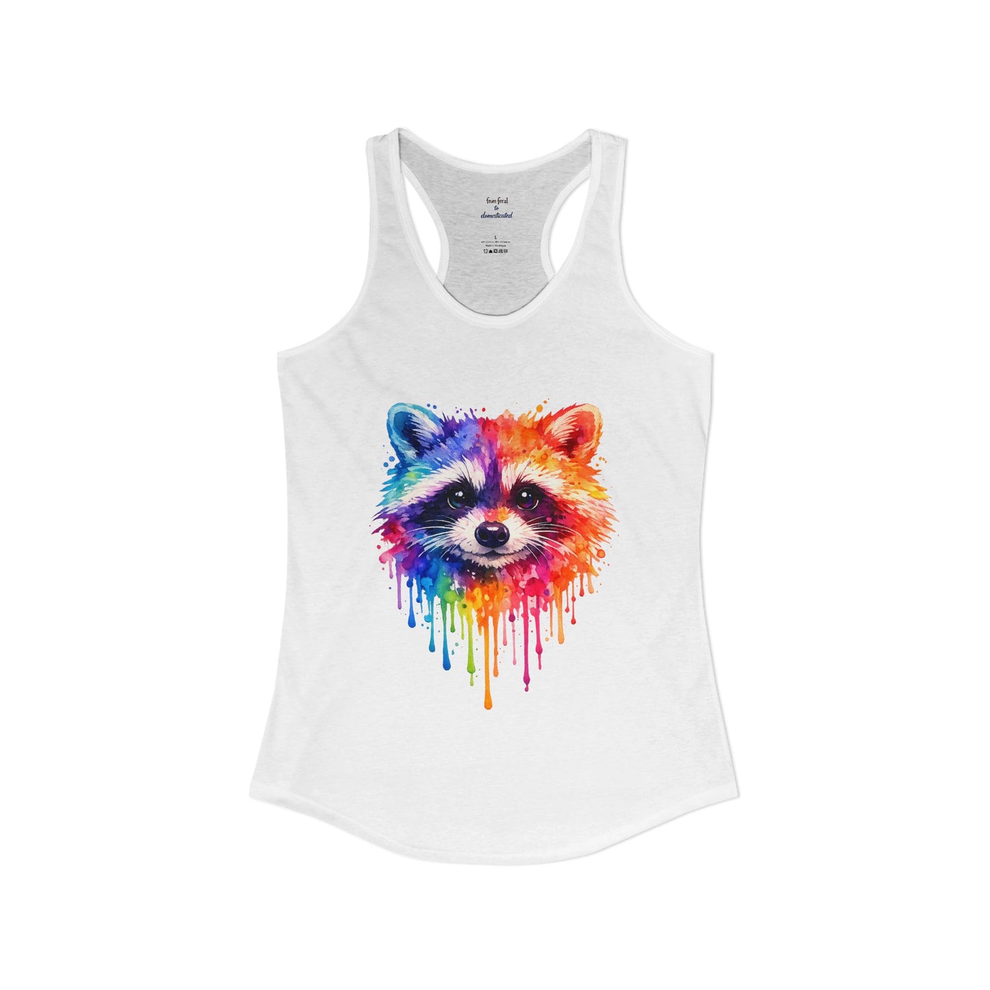 Watercolor Wildlife Raccoon Racerback Tank