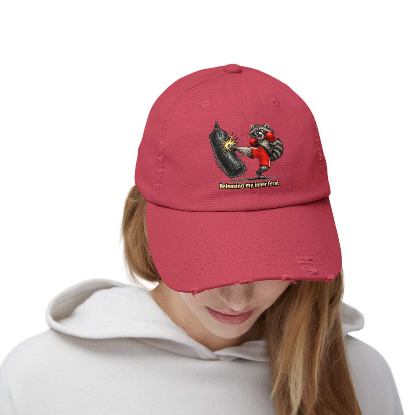 Inner Feral Distressed Cap — Raccoon Mom/Dad Funny Dad Hat