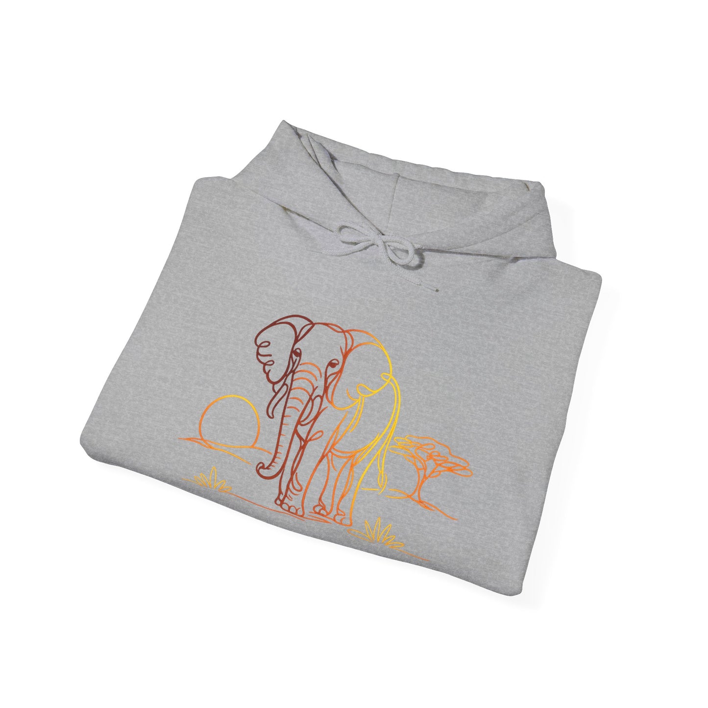 Elephant Sunset Hoodie — Minimal Safari Graphic Hooded Sweatshirt