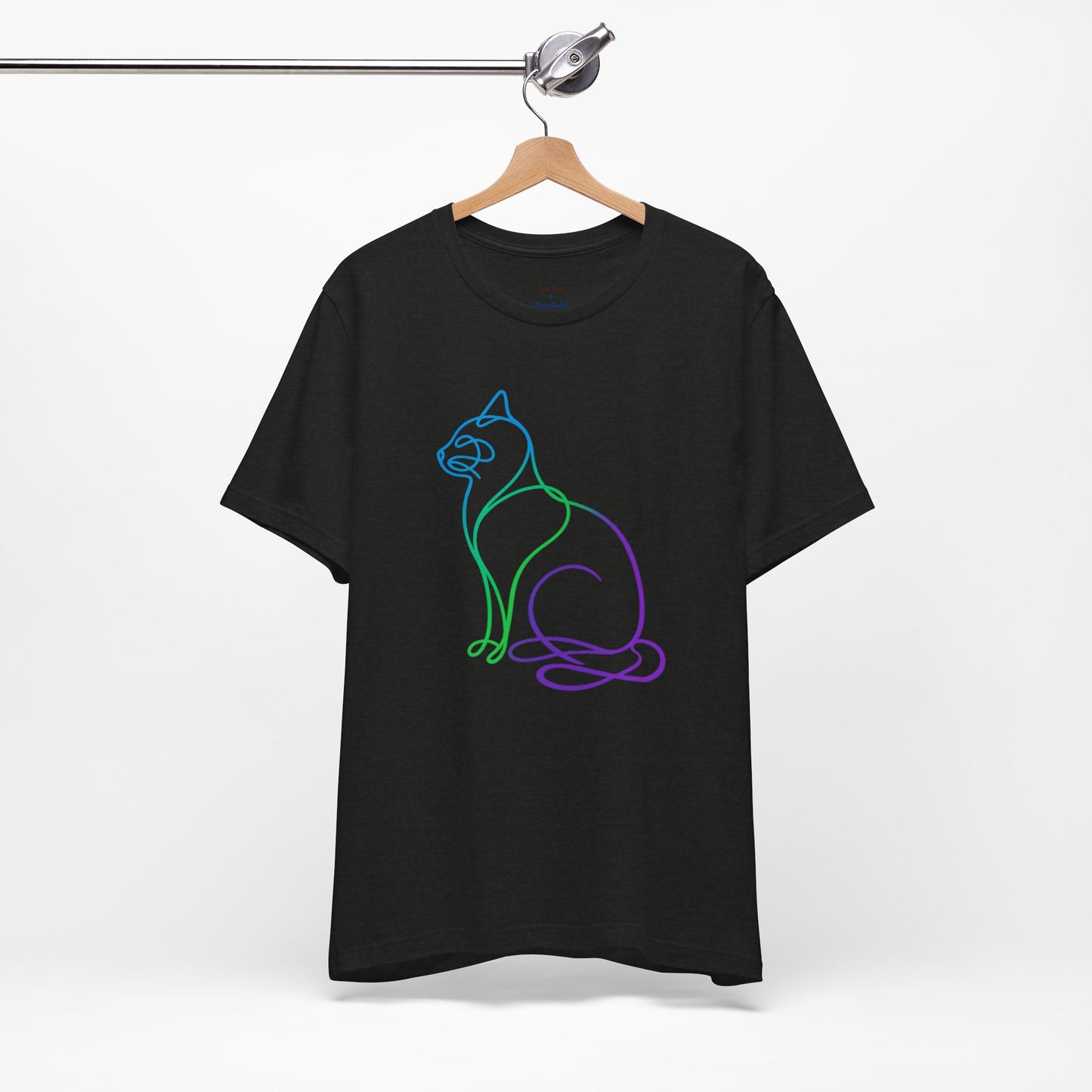Colorful Line | Work Sitting Cat T-Shirt