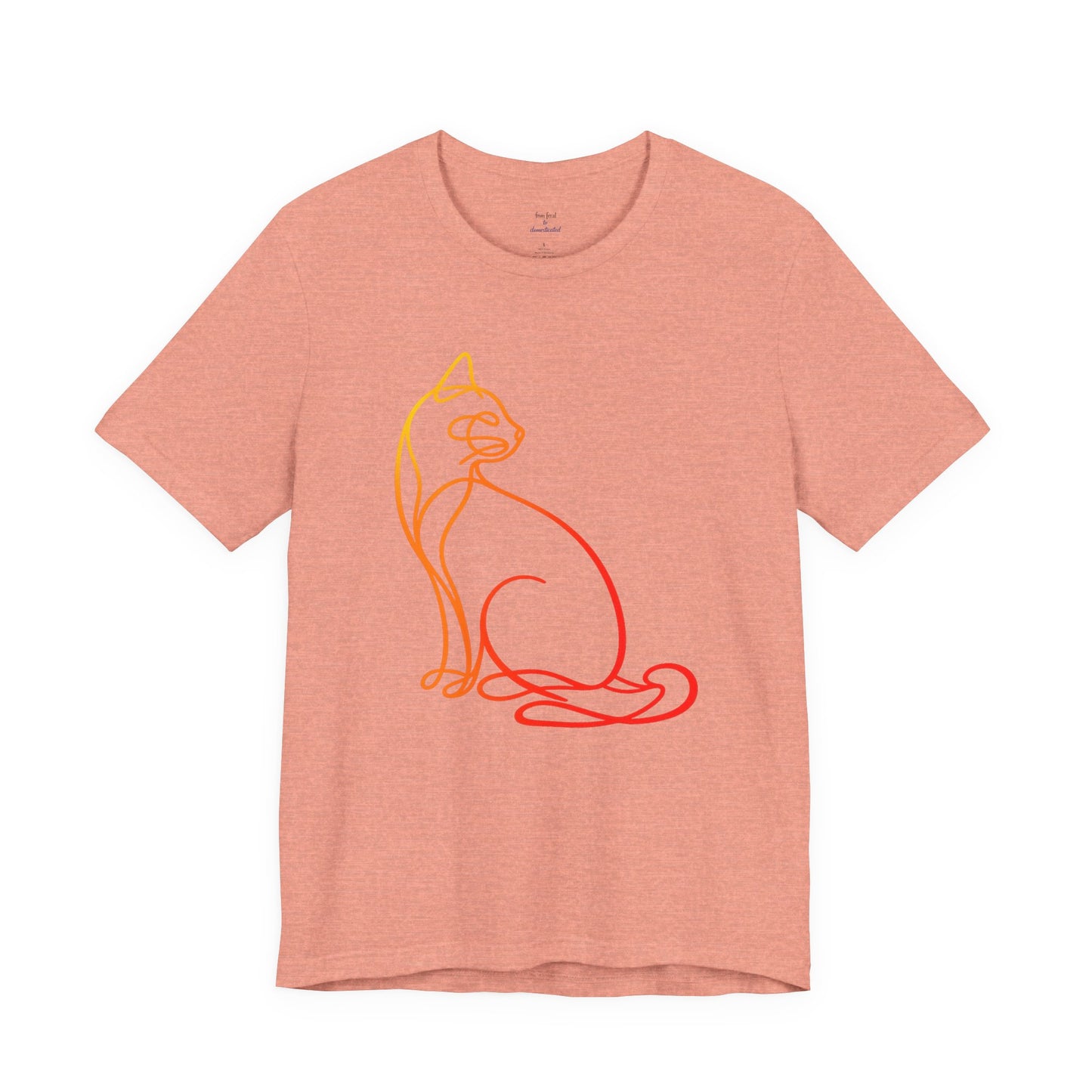 Colorful Line-Work Sitting Cat T-Shirt