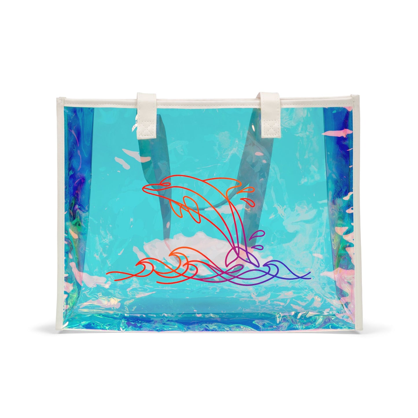 Holographic Sunset Dolphin Beach Tote