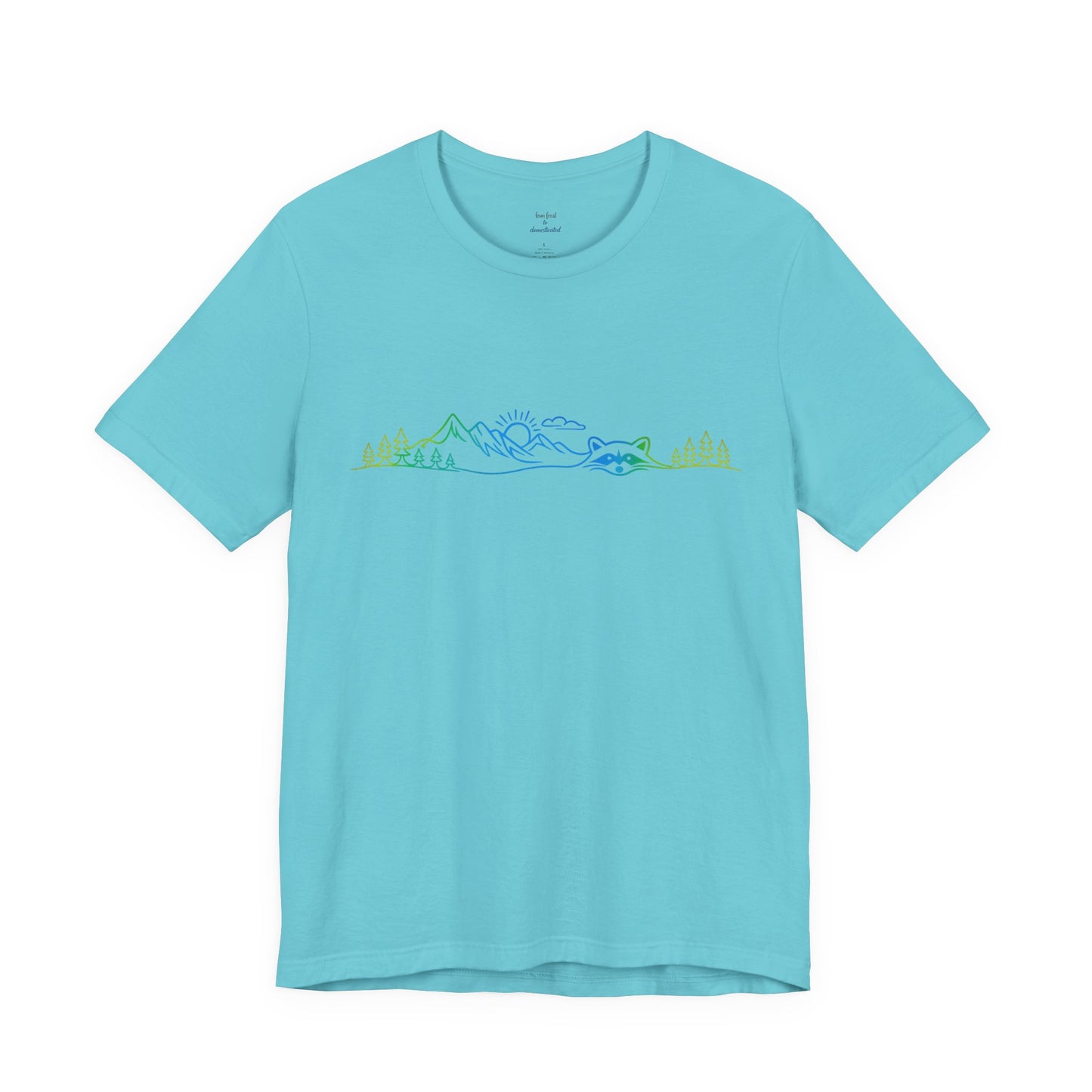 Raccoon Tee — Minimal Line Raccoon Scenic Graphic T-Shirt
