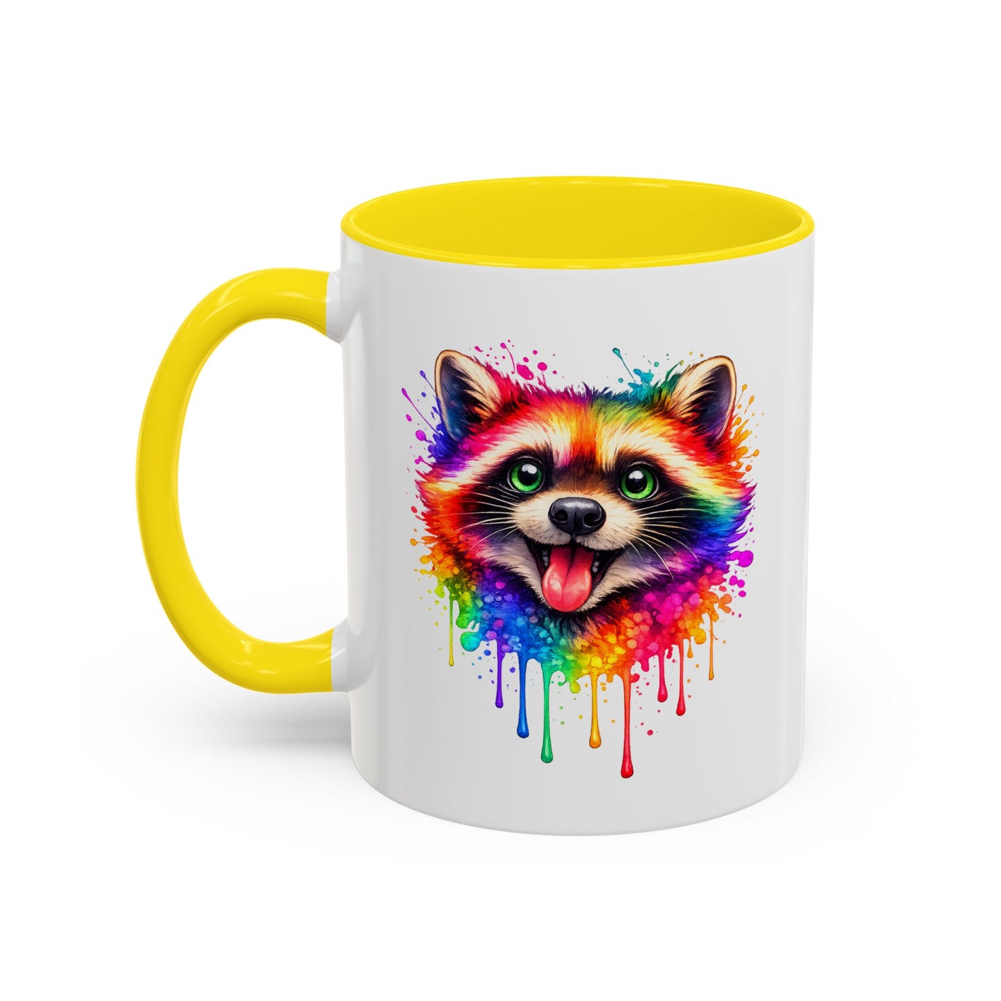 Cheerful Watercolor Raccoon Accent Coffee Mug