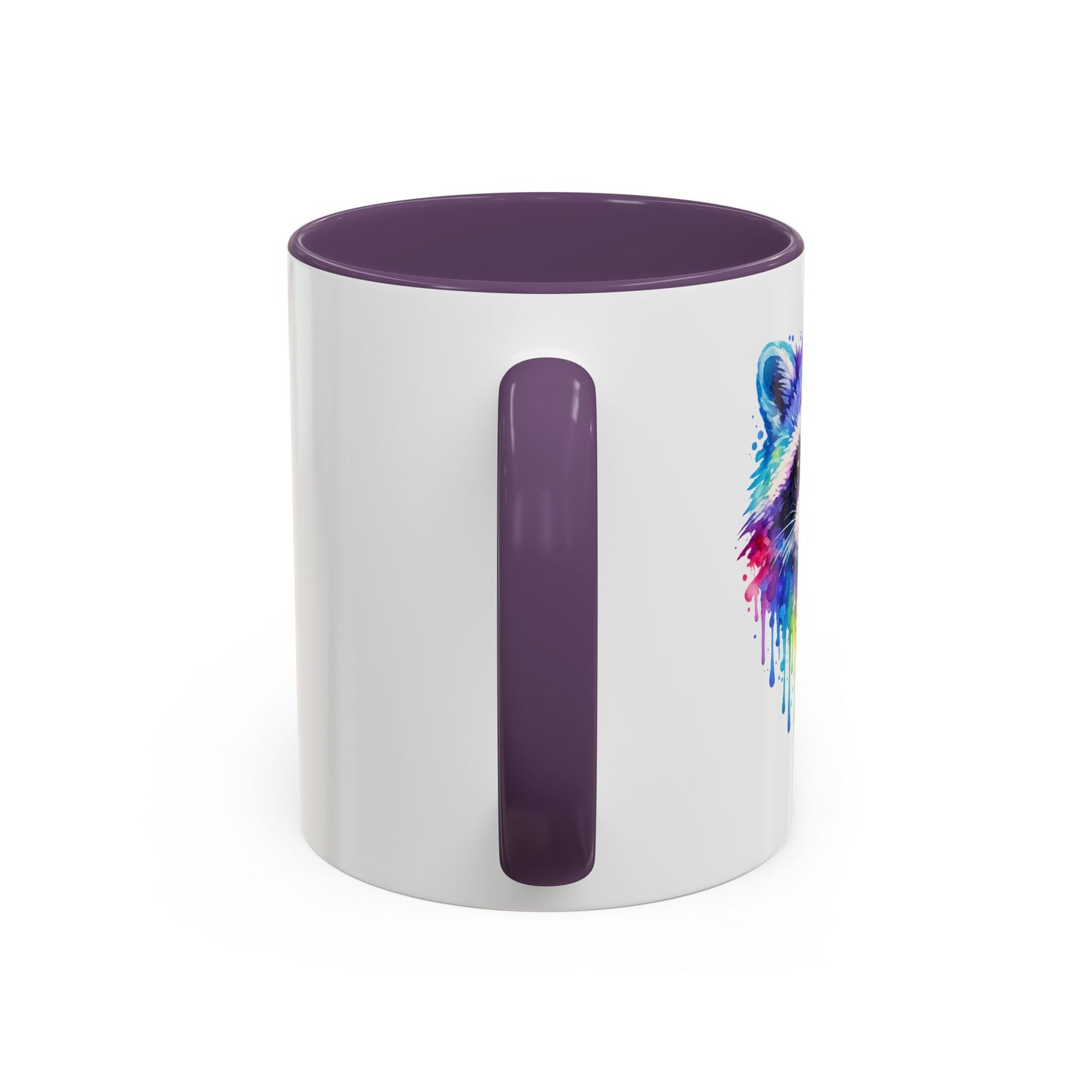 Cheerful Watercolor Raccoon Accent Coffee Mug