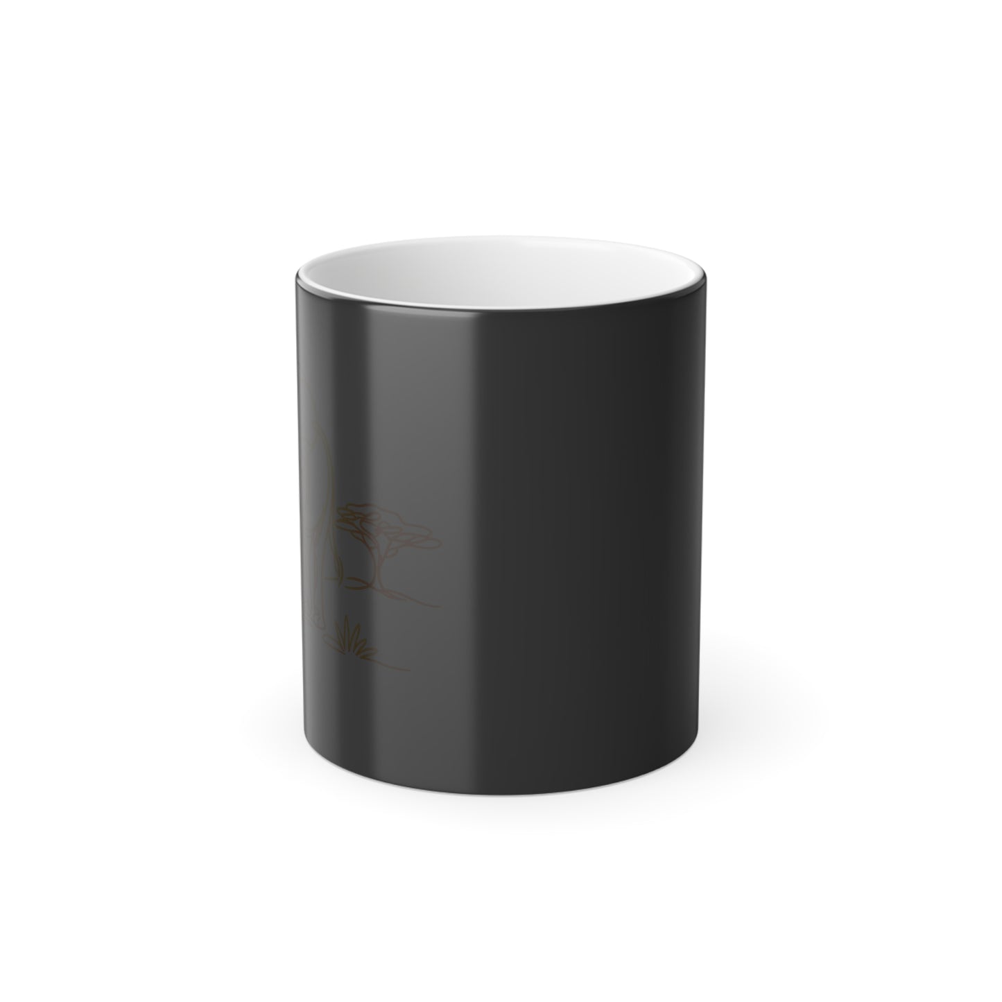 Color-Changing Mug — Minimal Continuous Line Elephant Giraffe, 11 oz