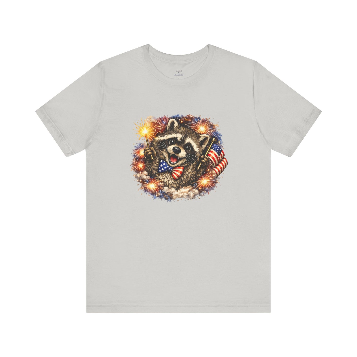 Patriot Raccoon 250th Anniversary T-Shirt — 4th of July Fireworks Flag Tee