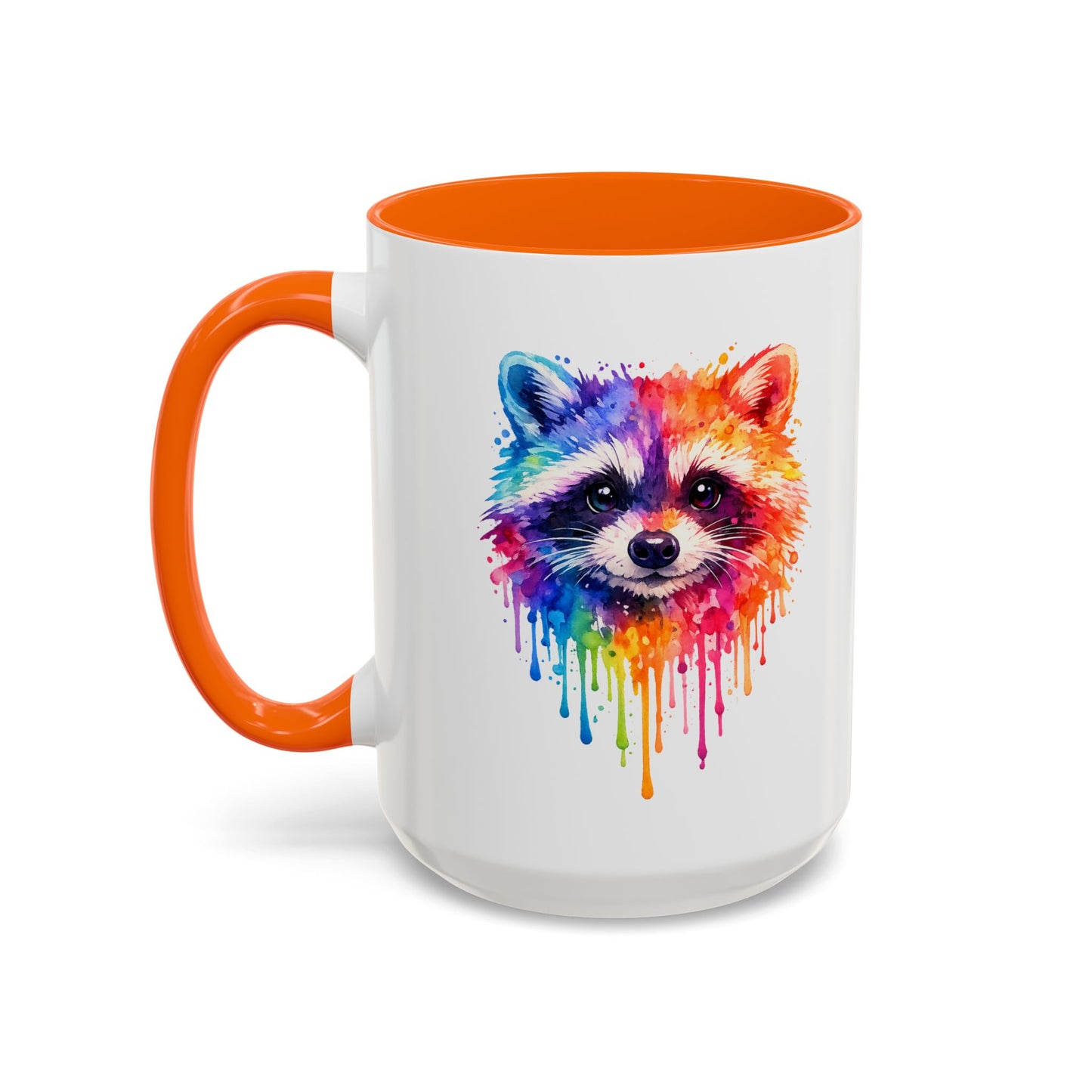 Cheerful Watercolor Raccoon Accent Coffee Mug