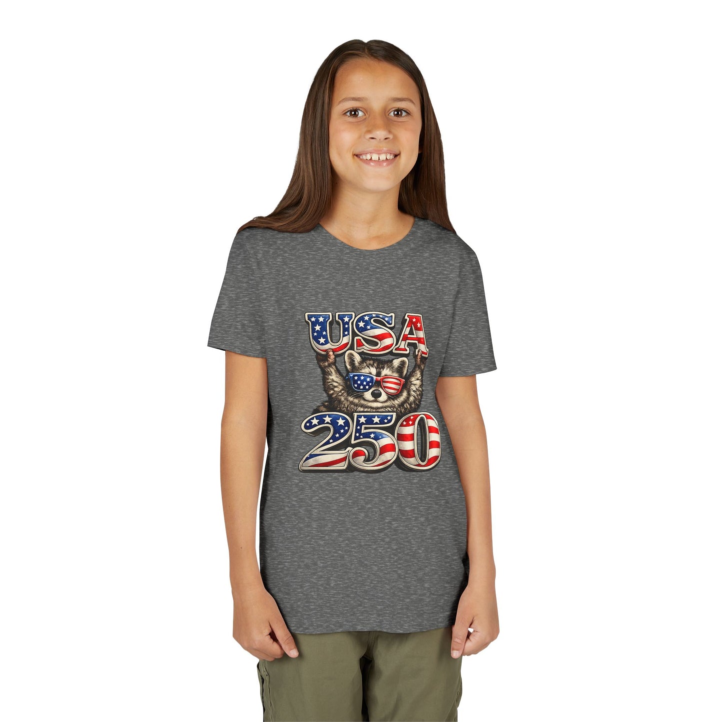 Patriotic Raccoon Youth Tee — Raccoon with USA 250