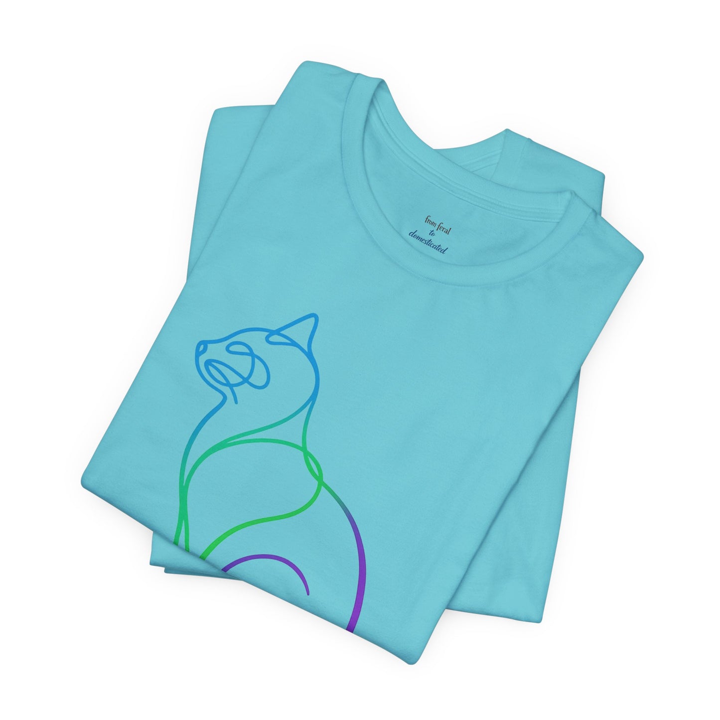 Colorful Line | Work Sitting Cat T-Shirt