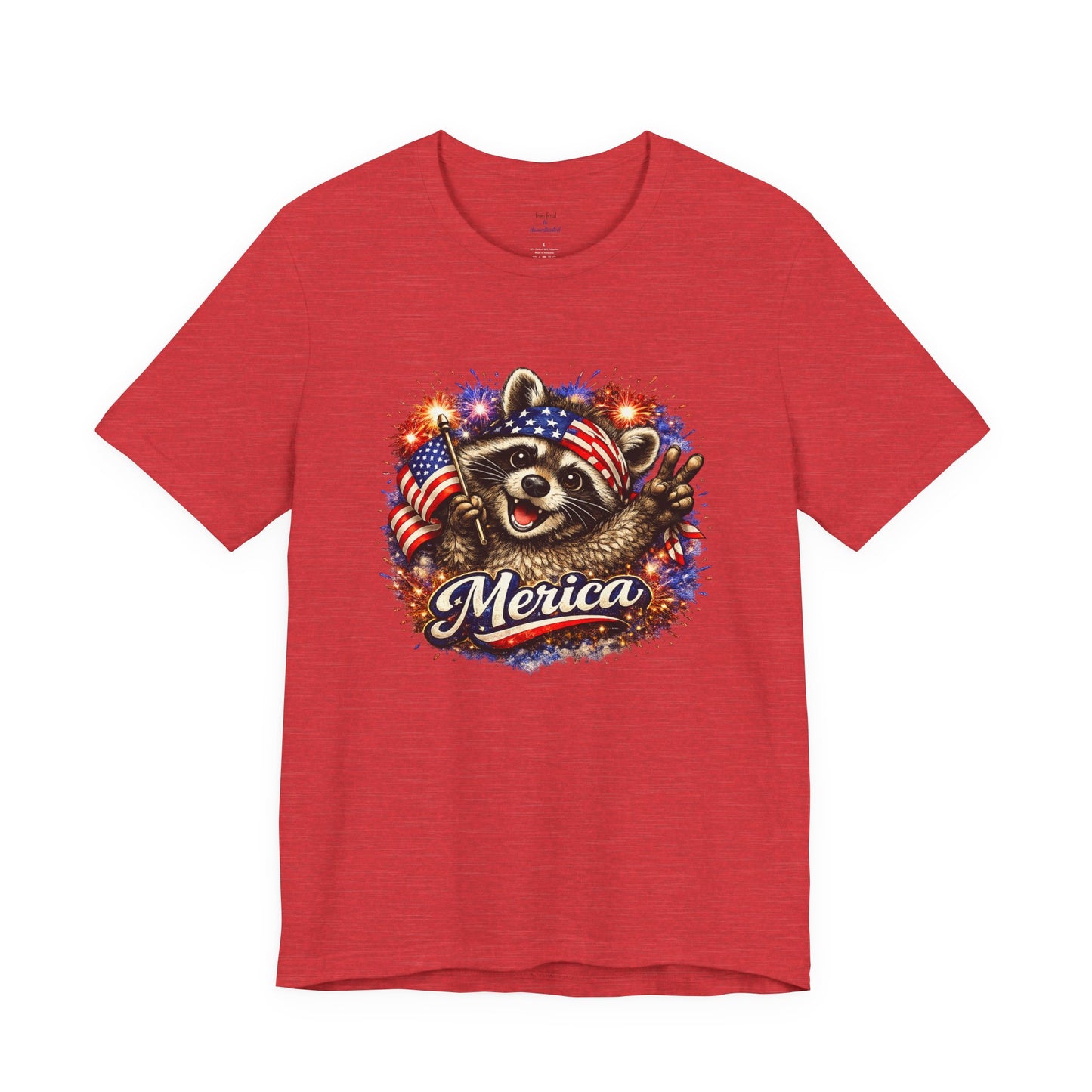 Patriot Raccoon 250th Anniversary T-Shirt — 4th of July Fireworks Flag Tee