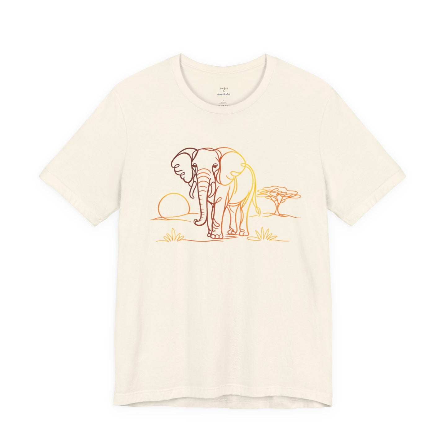 Elephant Sunset Tee — Minimal Line Art Safari T-Shirt