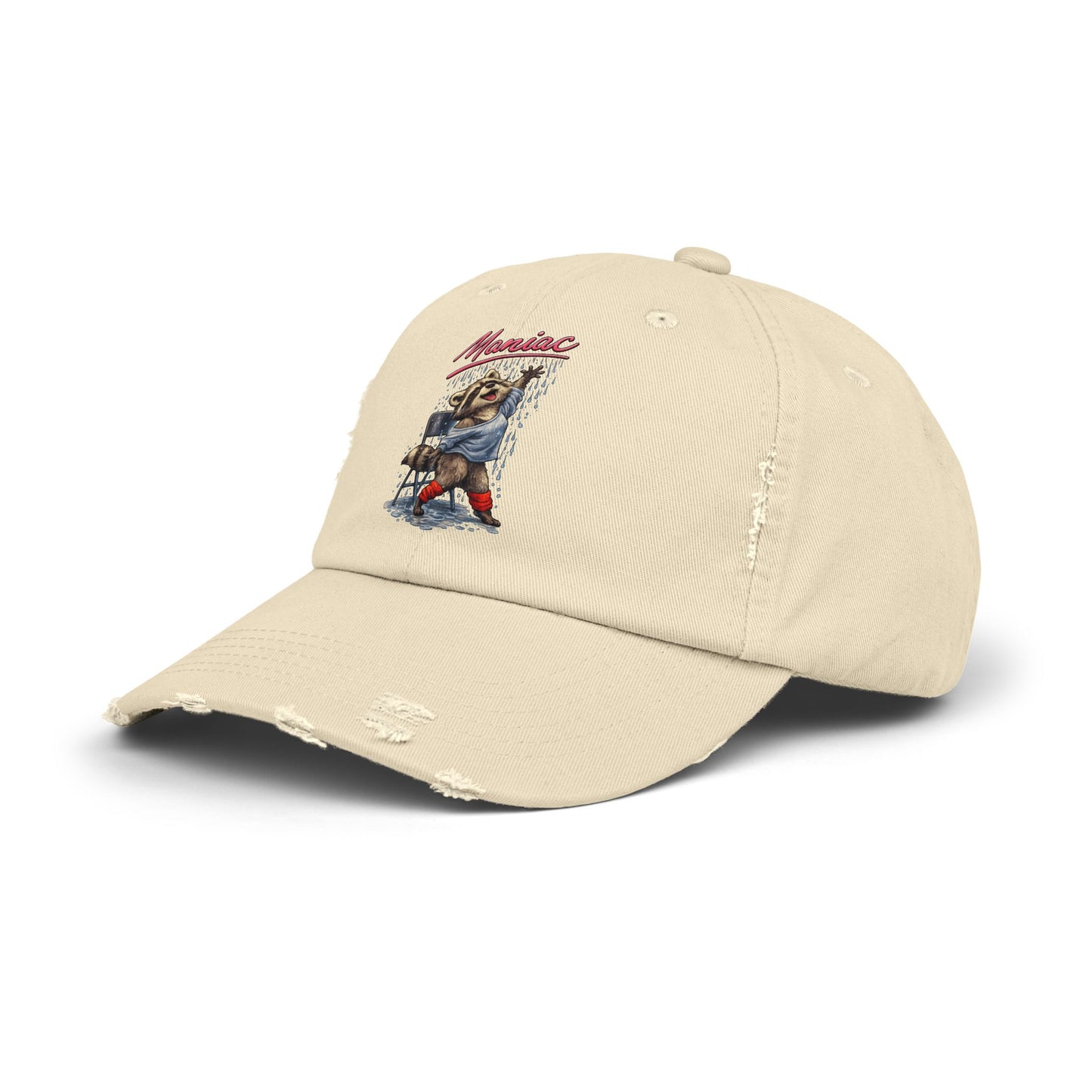 Maniac Distressed Cap — Raccoon Mom/Dad Funny Dad Hat