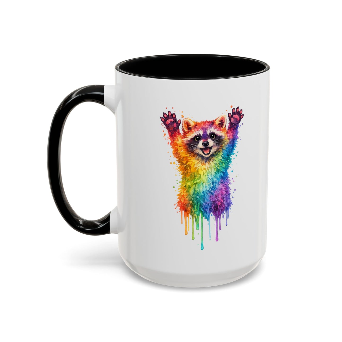 Cheerful Watercolor Raccoon Accent Coffee Mug