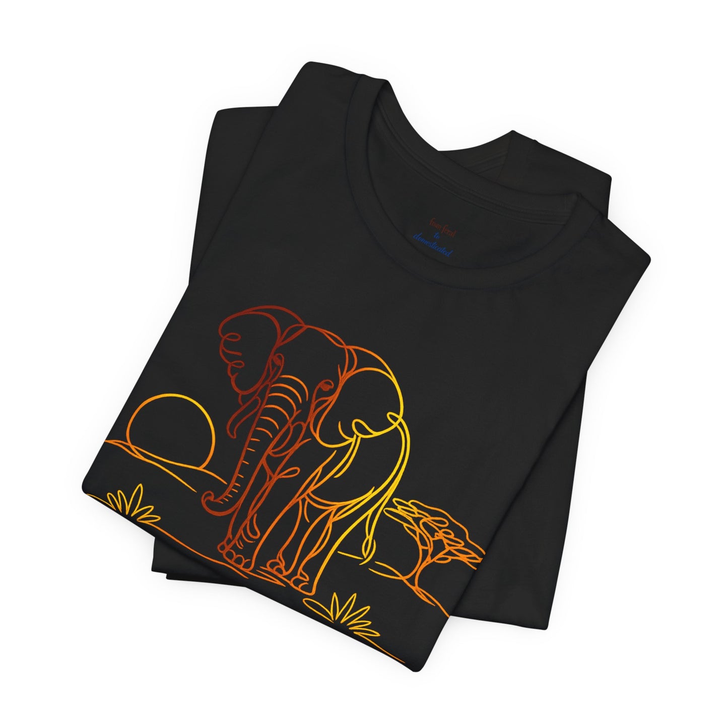 Elephant Sunset Tee — Minimal Line Art Safari T-Shirt