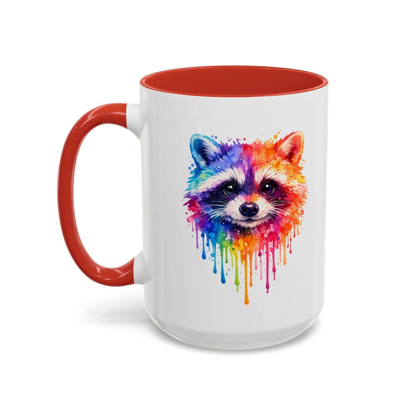 Cheerful Watercolor Raccoon Accent Coffee Mug