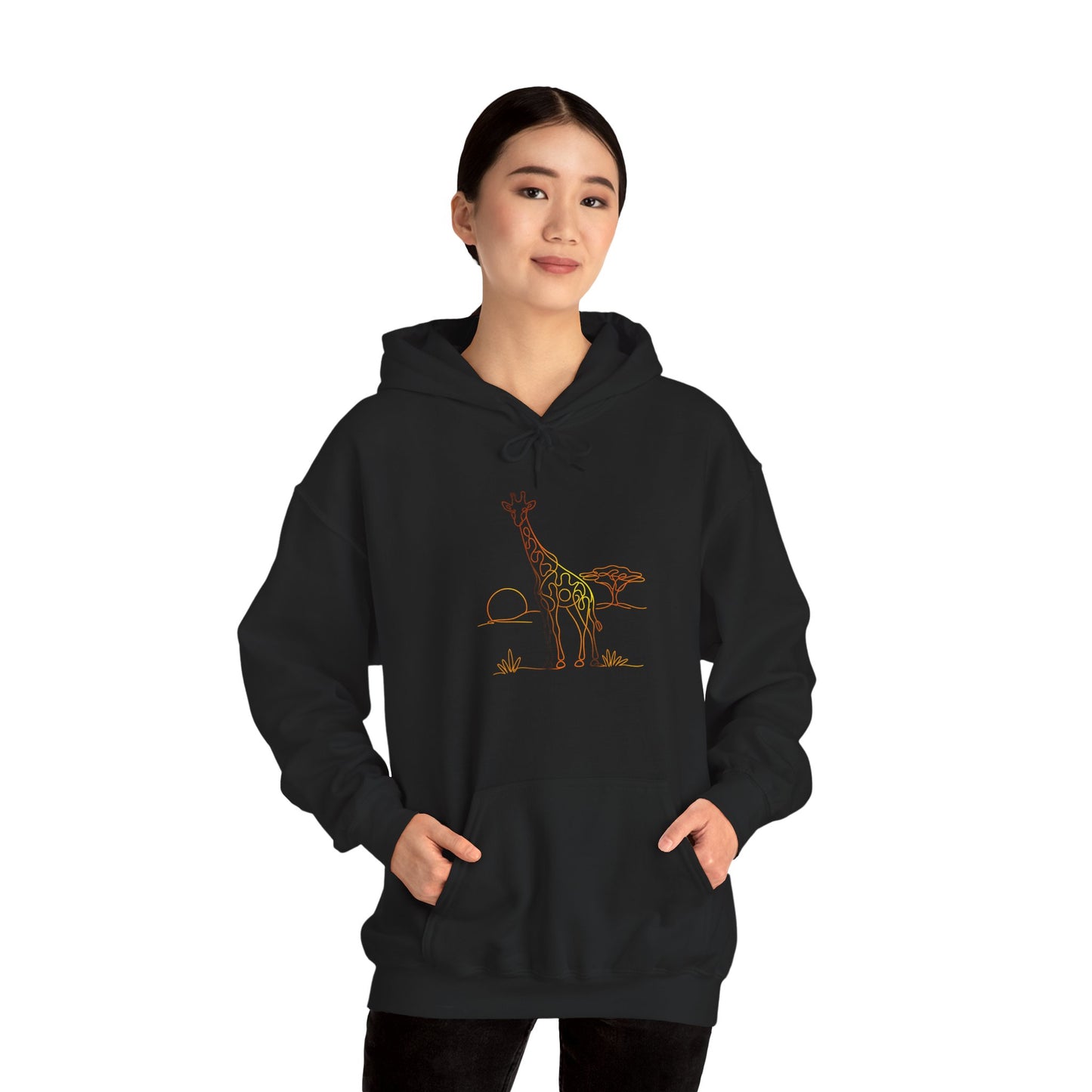 Giraffe Line Art Hoodie – Minimal Safari Illustration
