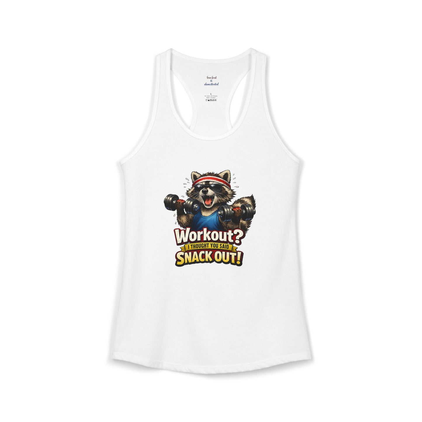 Snack Out Raccoon Racerback Tank