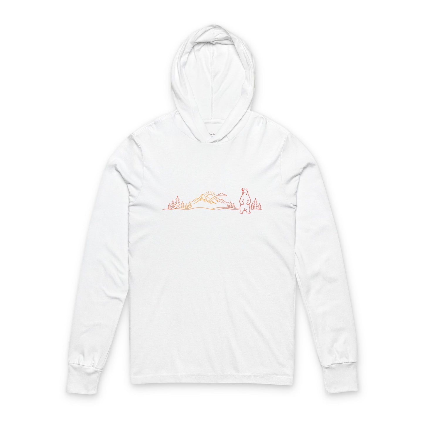 Continuous Line Art Standing Bear Hooded Long Sleeve Tee