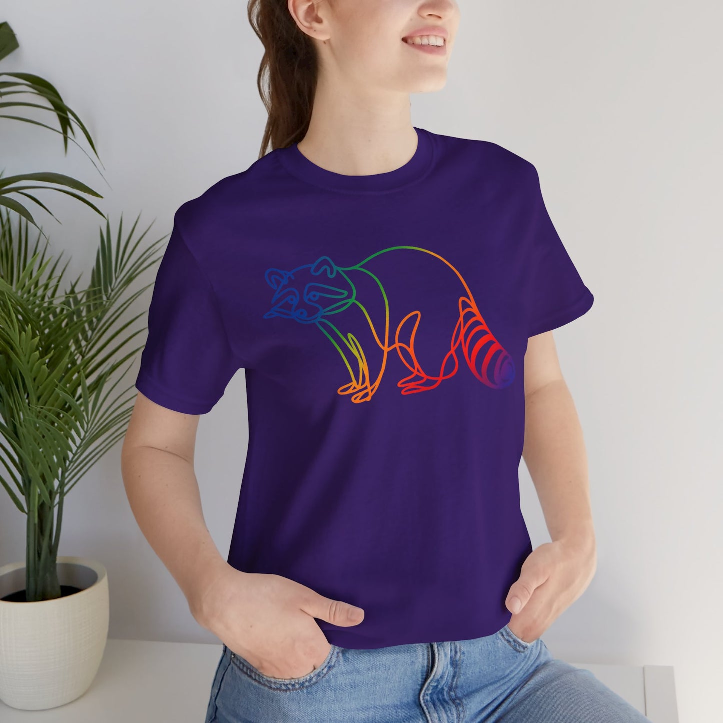 Raccoon Tee — Minimal Line Raccoon Scenic Graphic T-Shirt