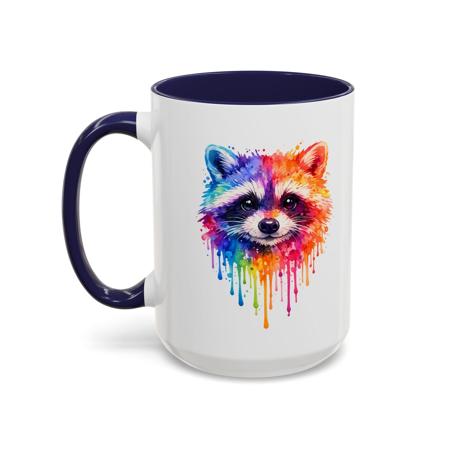 Cheerful Watercolor Raccoon Accent Coffee Mug