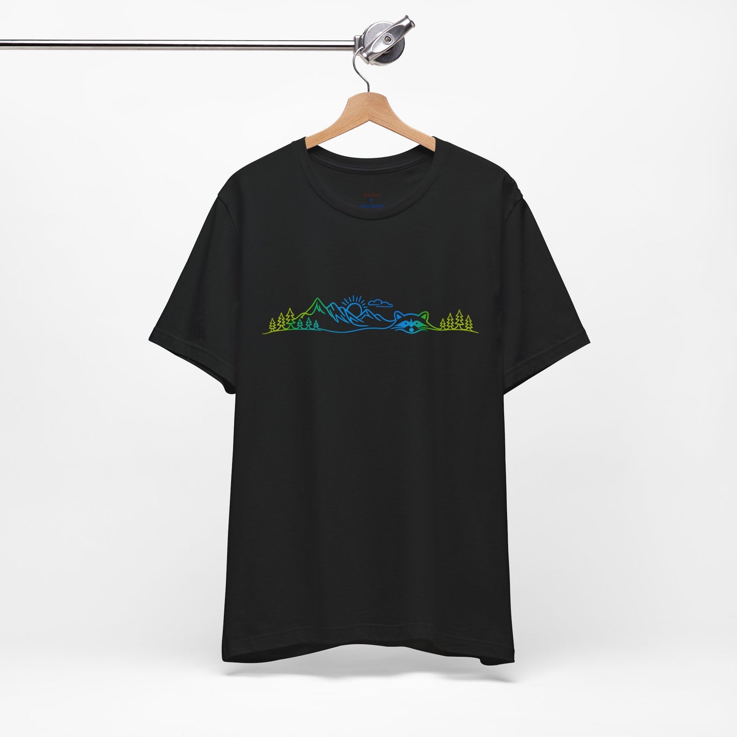 Raccoon Tee — Minimal Line Raccoon Scenic Graphic T-Shirt