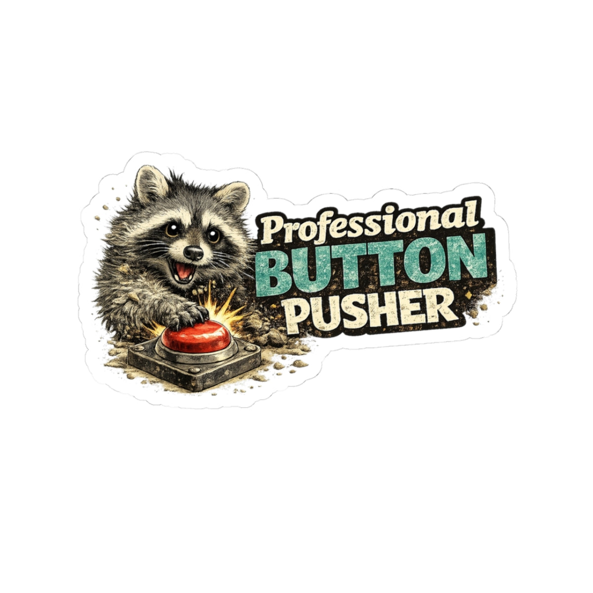 Button Pusher Raccoon Stickers