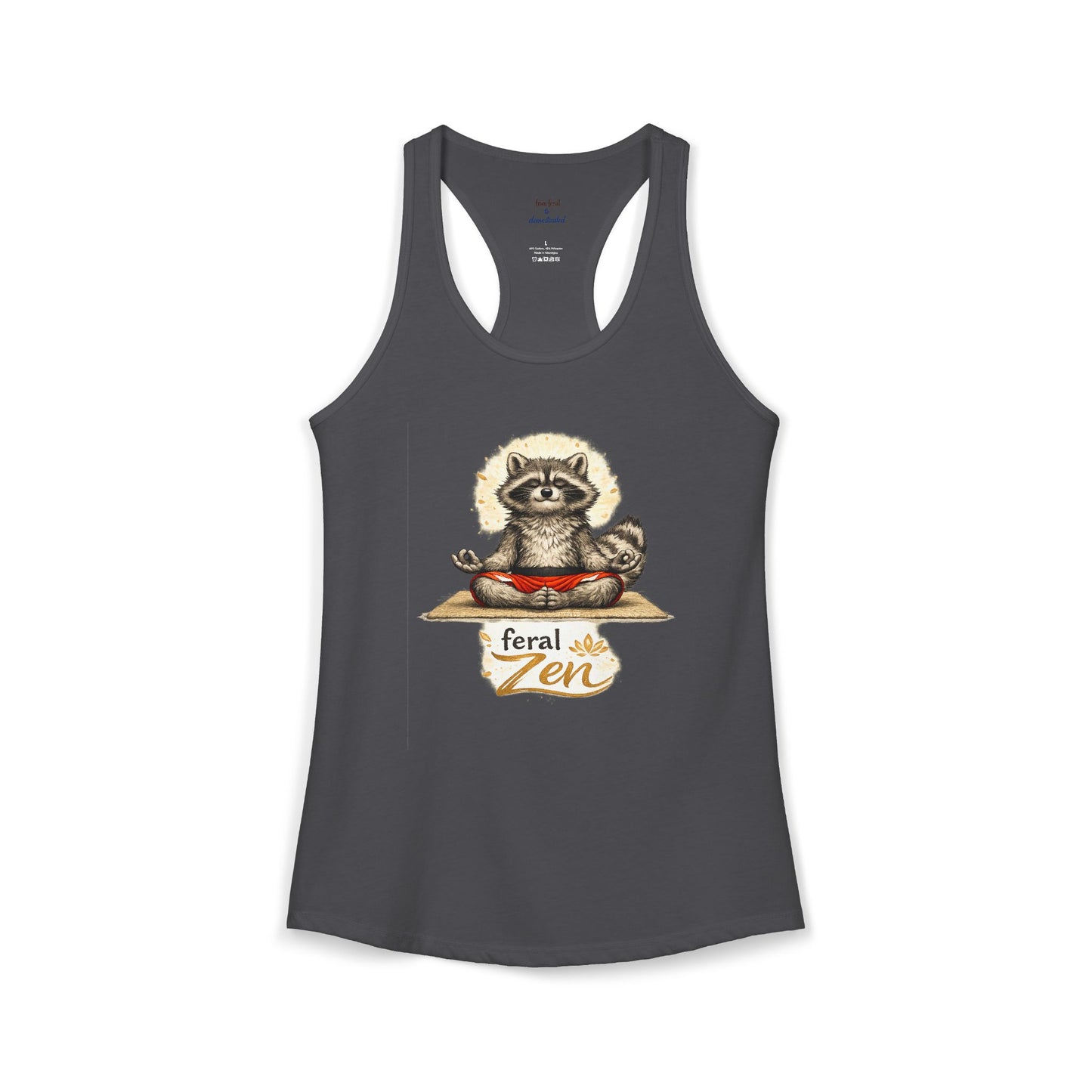 Feral Zen Raccoon Racerback Tank
