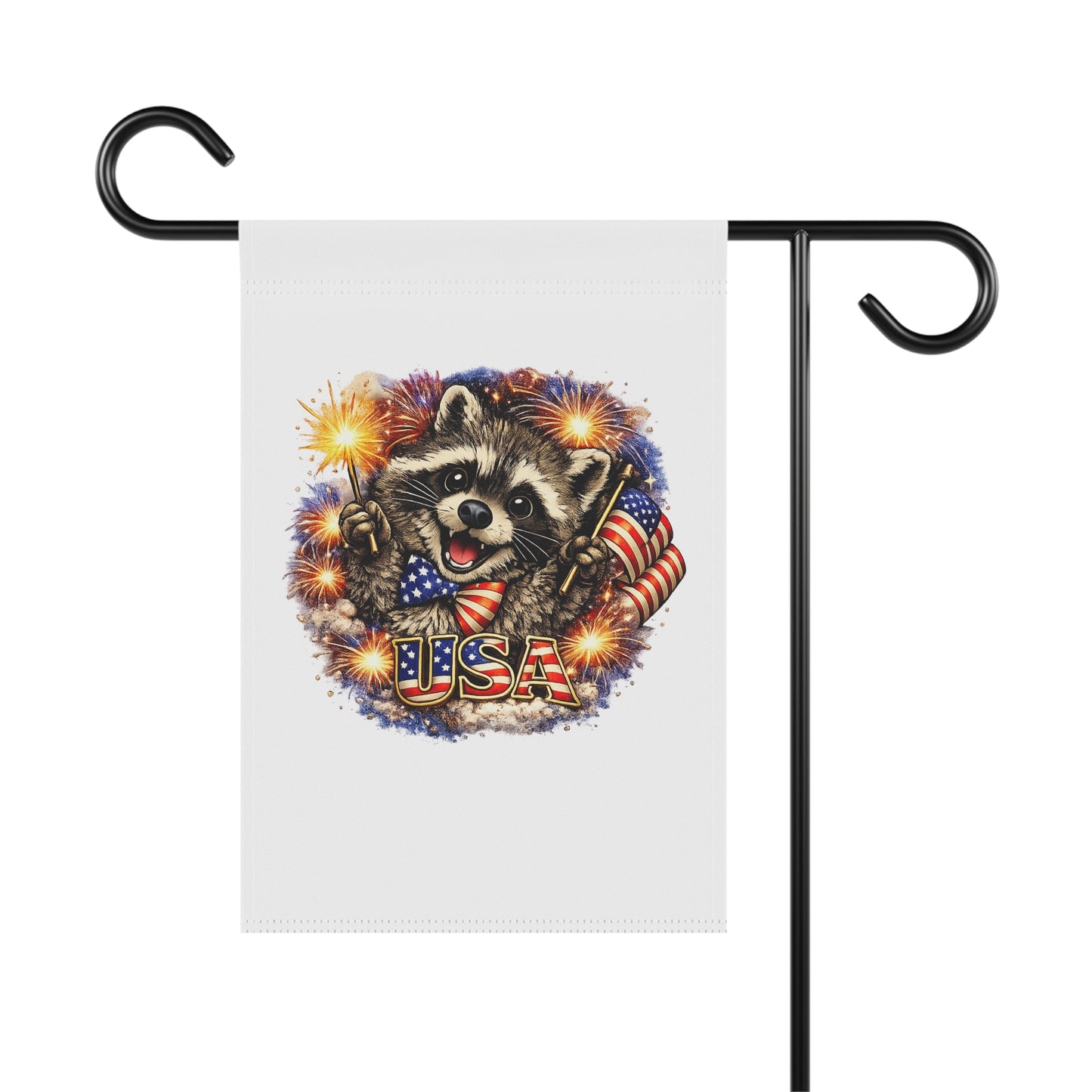 Patriotic Raccoon 250 Garden Flag — 4th of July House Banner