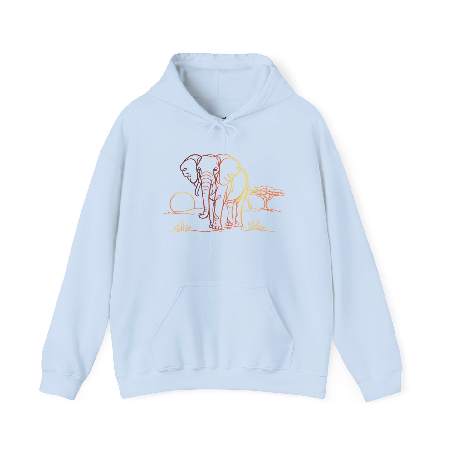 Elephant Sunset Hoodie — Minimal Safari Graphic Hooded Sweatshirt