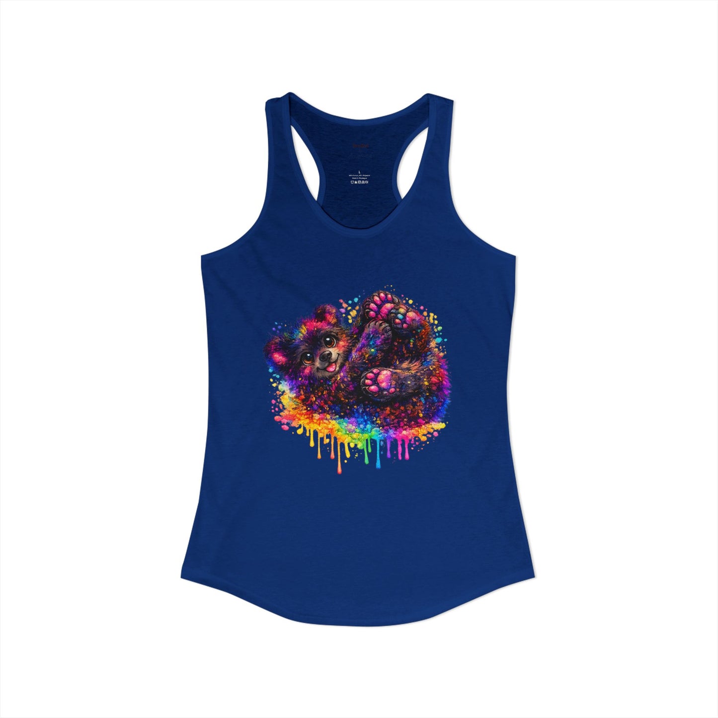 Watercolor Wildlife Bear Cub Racerback Tank