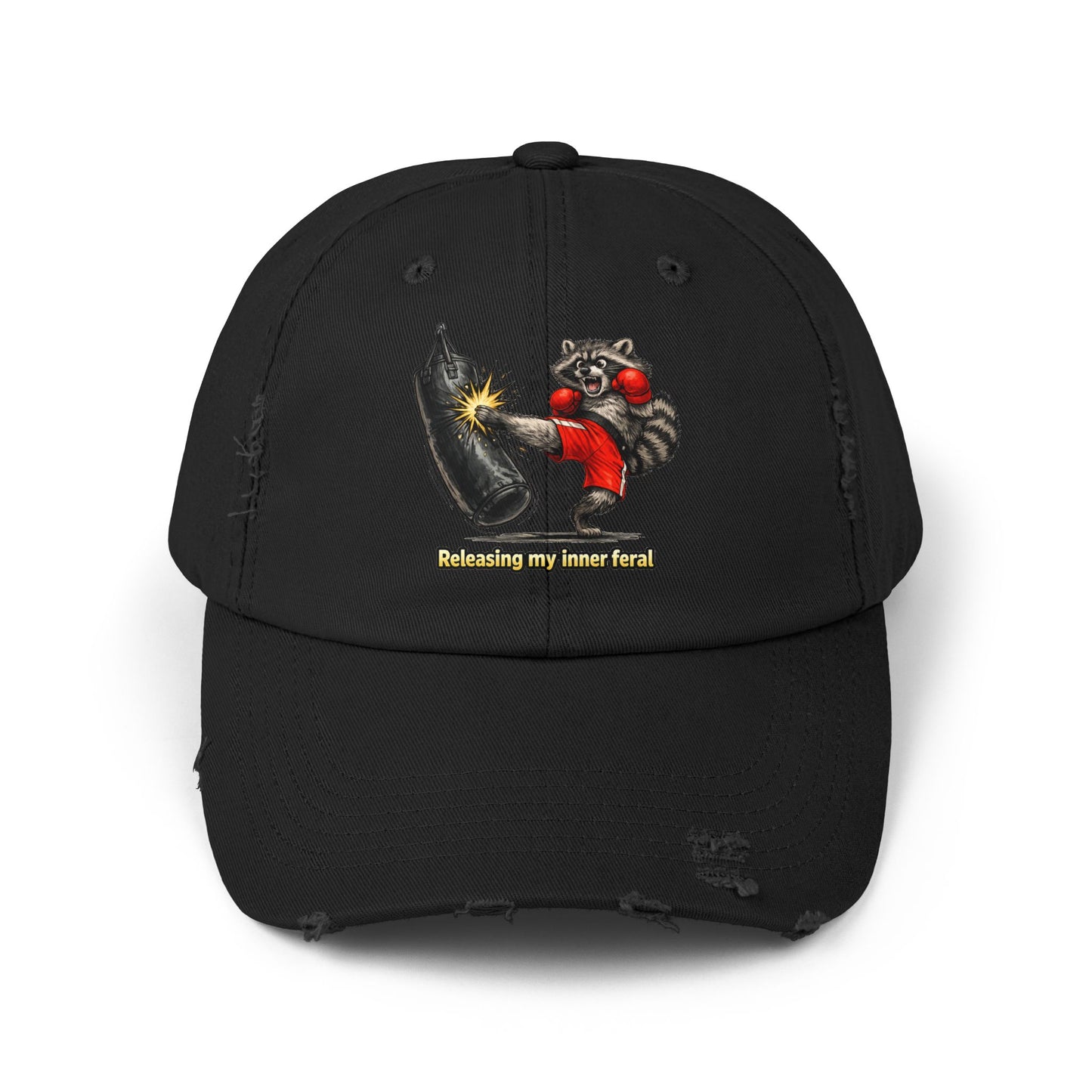 Inner Feral Distressed Cap — Raccoon Mom/Dad Funny Dad Hat