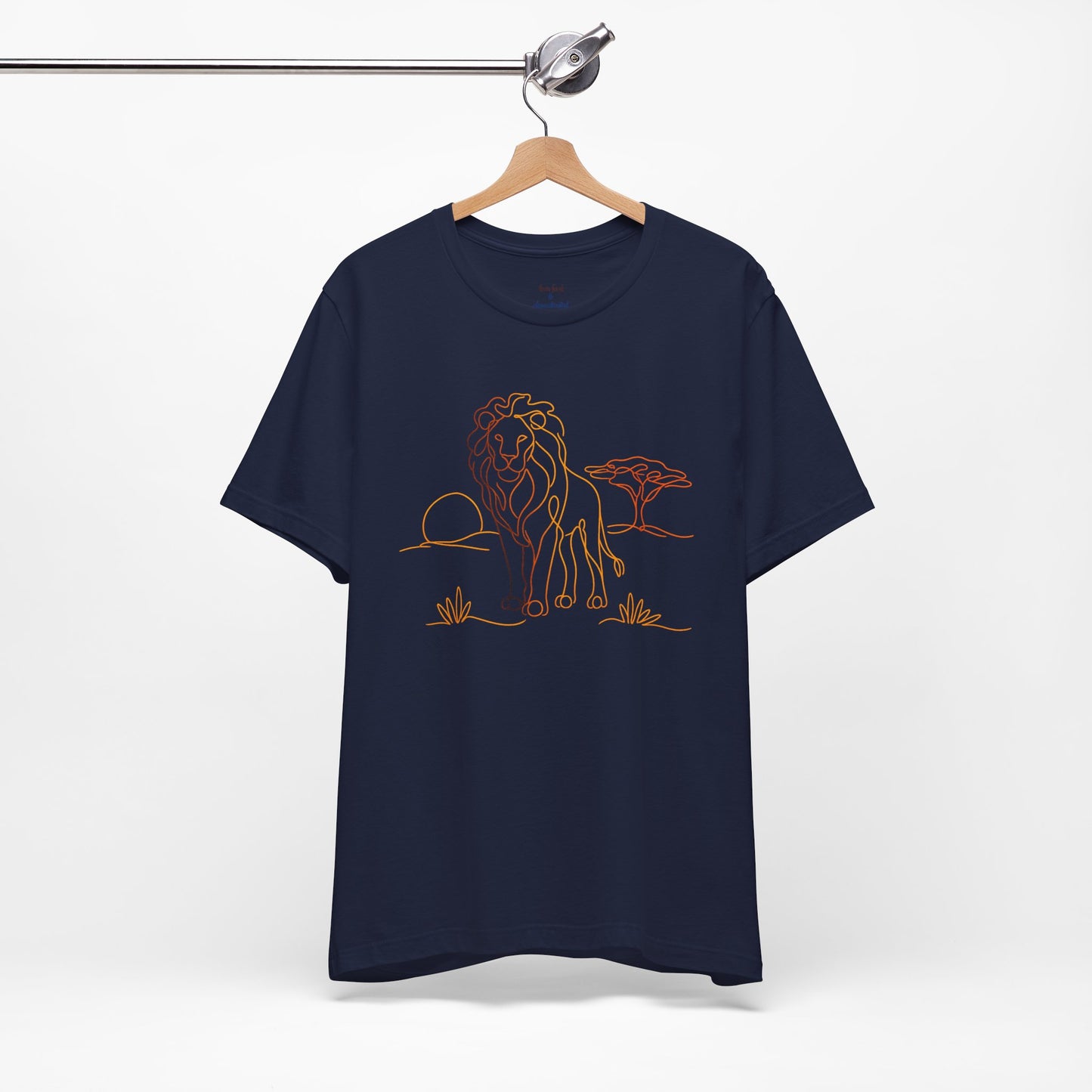 Lion Sunset Tee — Minimal Line Art Safari T-Shirt