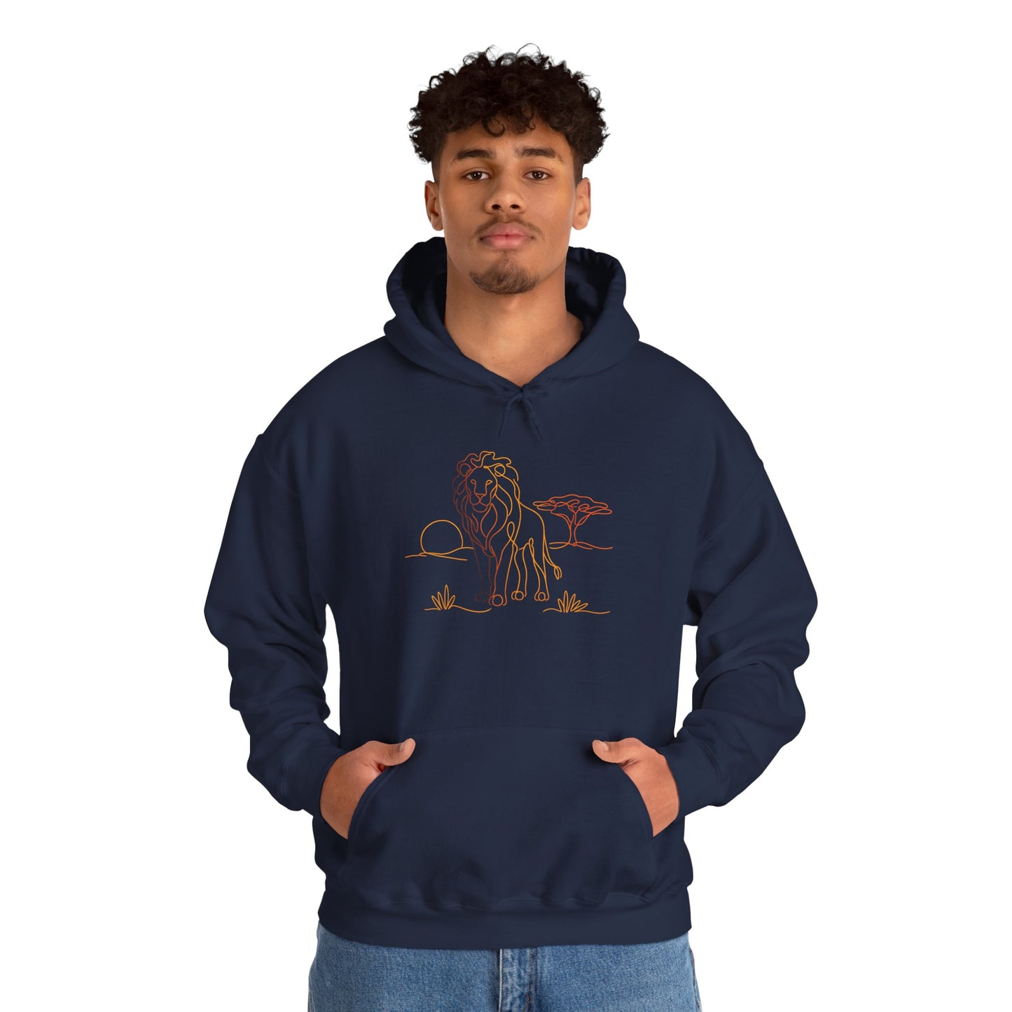 Lion Line Art Hoodie — Minimal Safari Sweatshirt