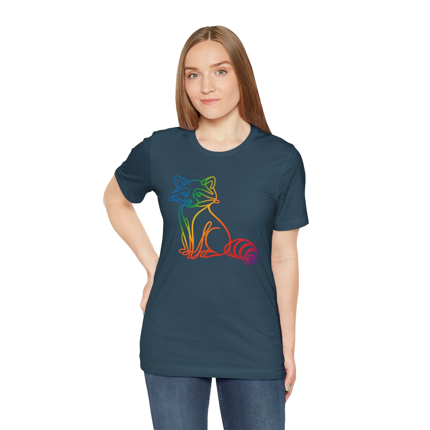 Raccoon Tee — Minimal Line Raccoon Scenic Graphic T-Shirt