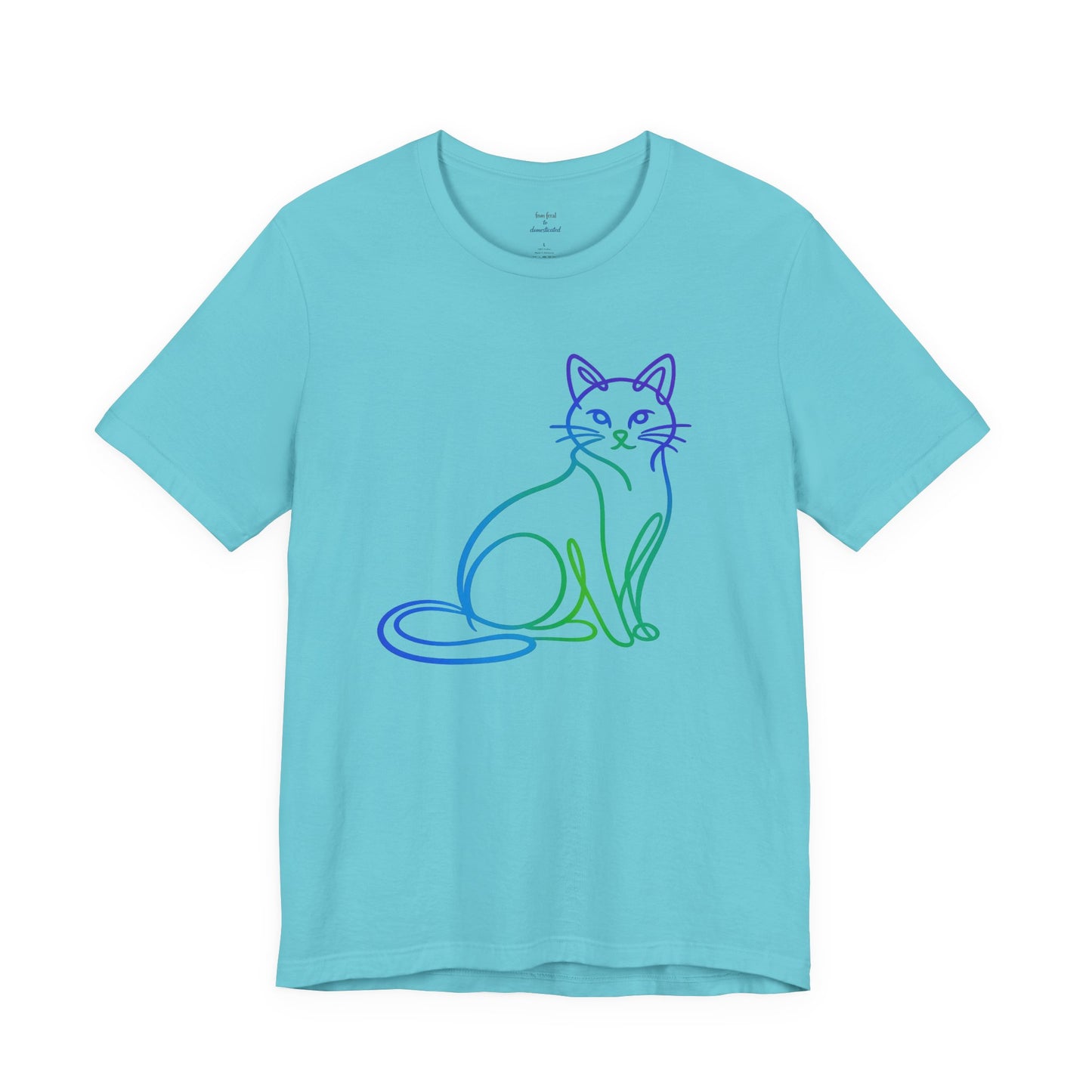 Colorful Line-Work Sitting Cat T-Shirt