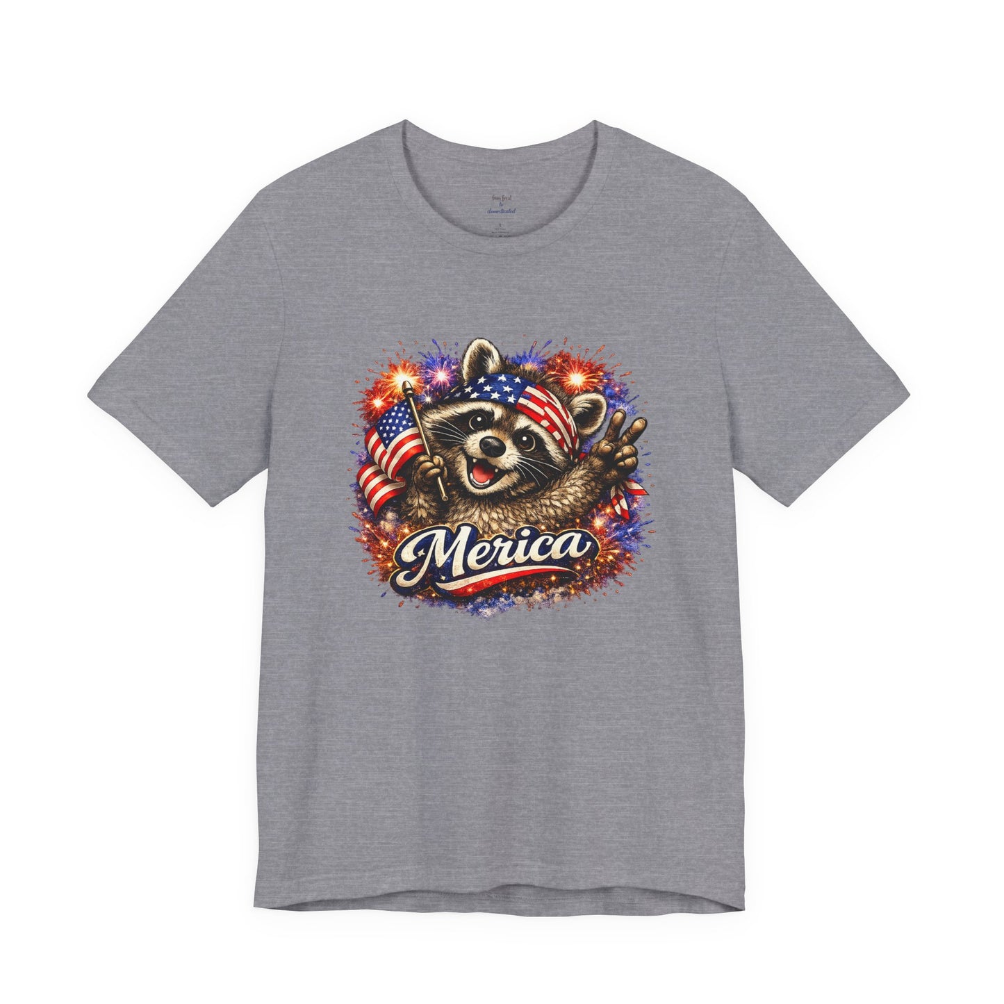 Patriot Raccoon 250th Anniversary T-Shirt — 4th of July Fireworks Flag Tee