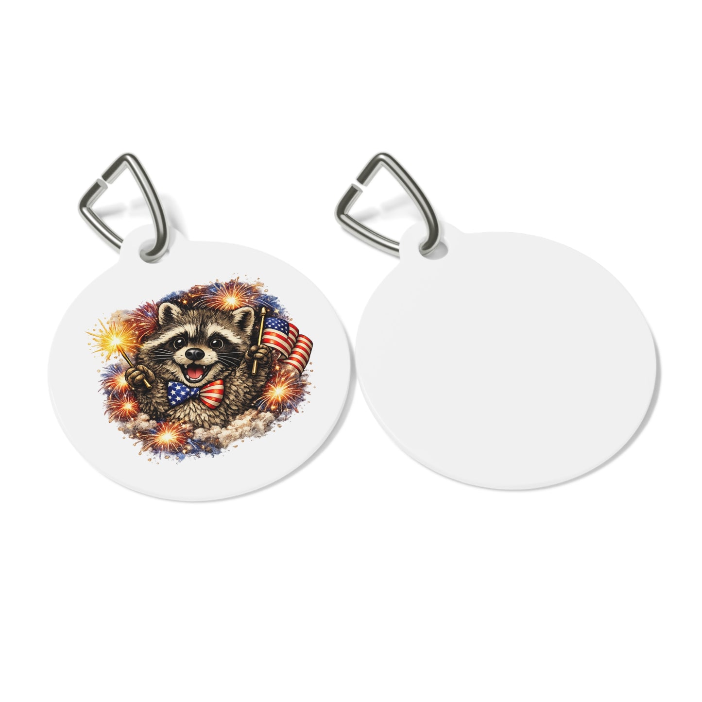 Patriotic Raccoon 4th of July Pet Tag — USA 250 Celebration
