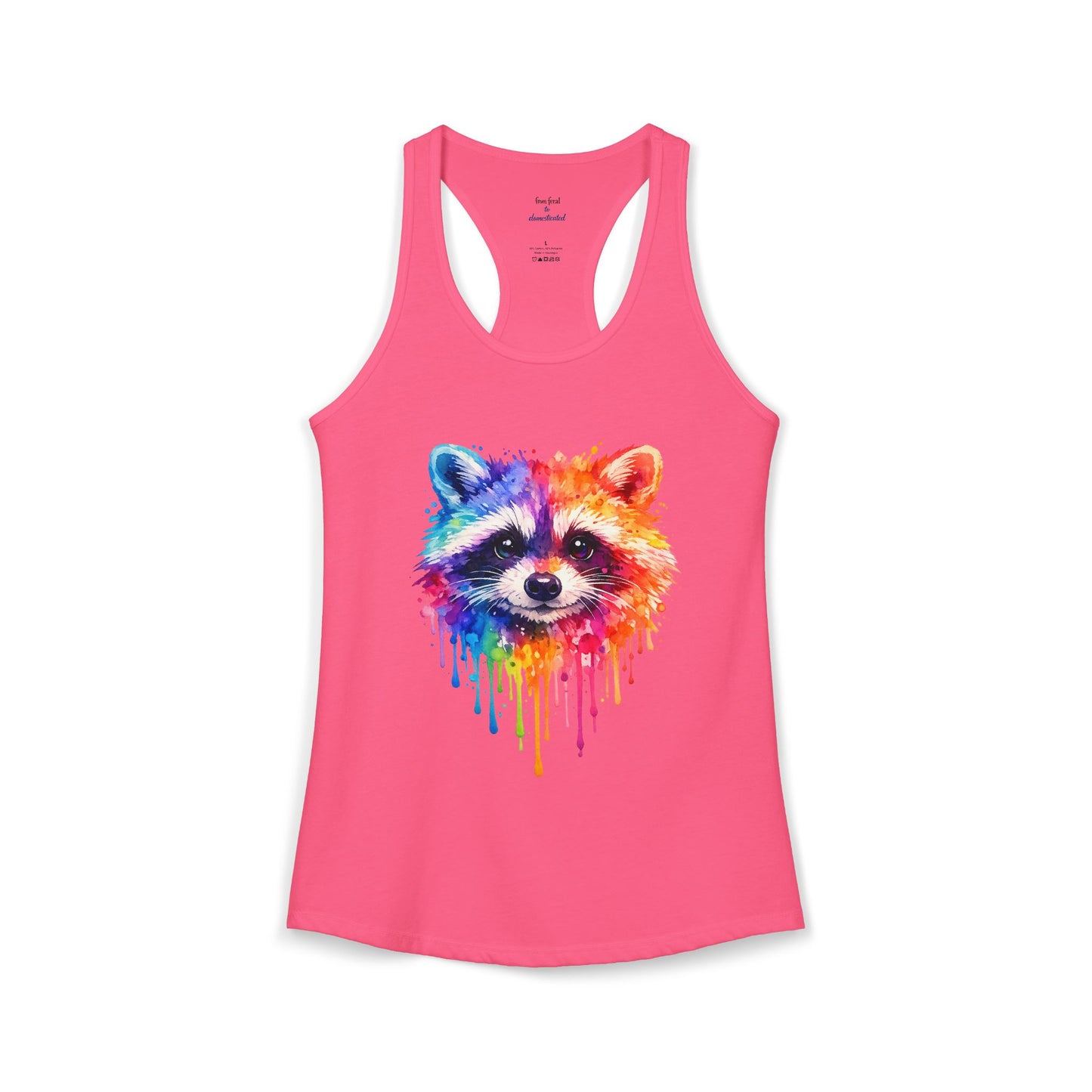 Watercolor Wildlife Raccoon Racerback Tank