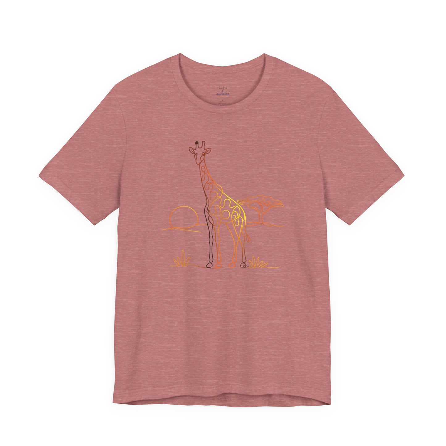 Giraffe Sunset Tee — Minimal Line Art Safari T-Shirt