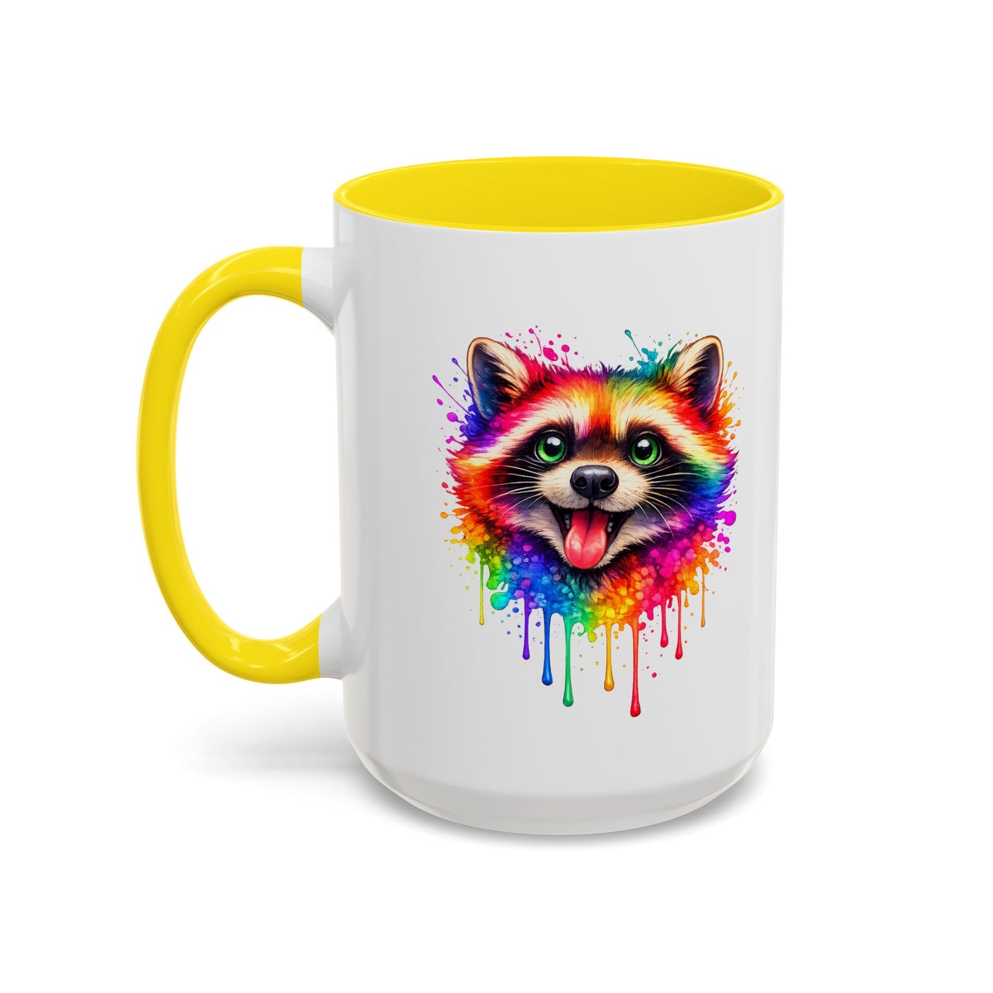 Cheerful Watercolor Raccoon Accent Coffee Mug
