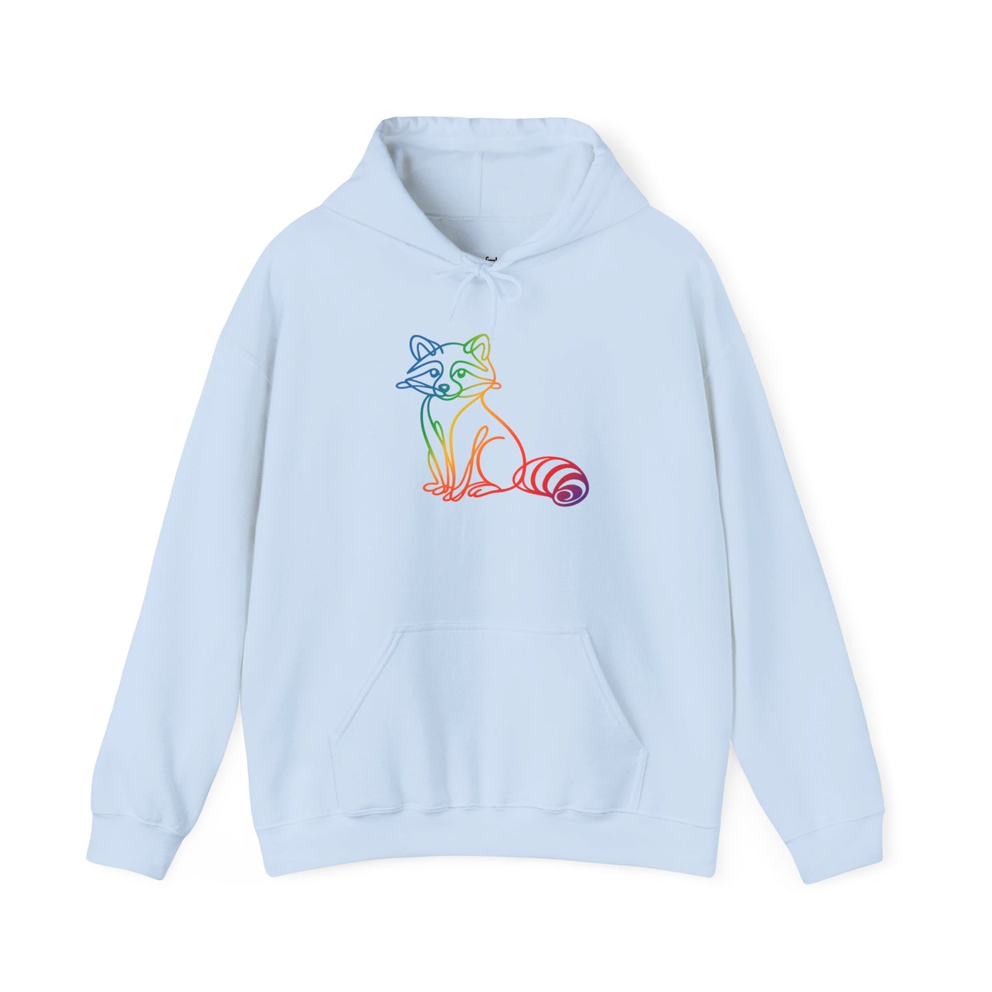 Rainbow Line Art Raccoon Hoodie